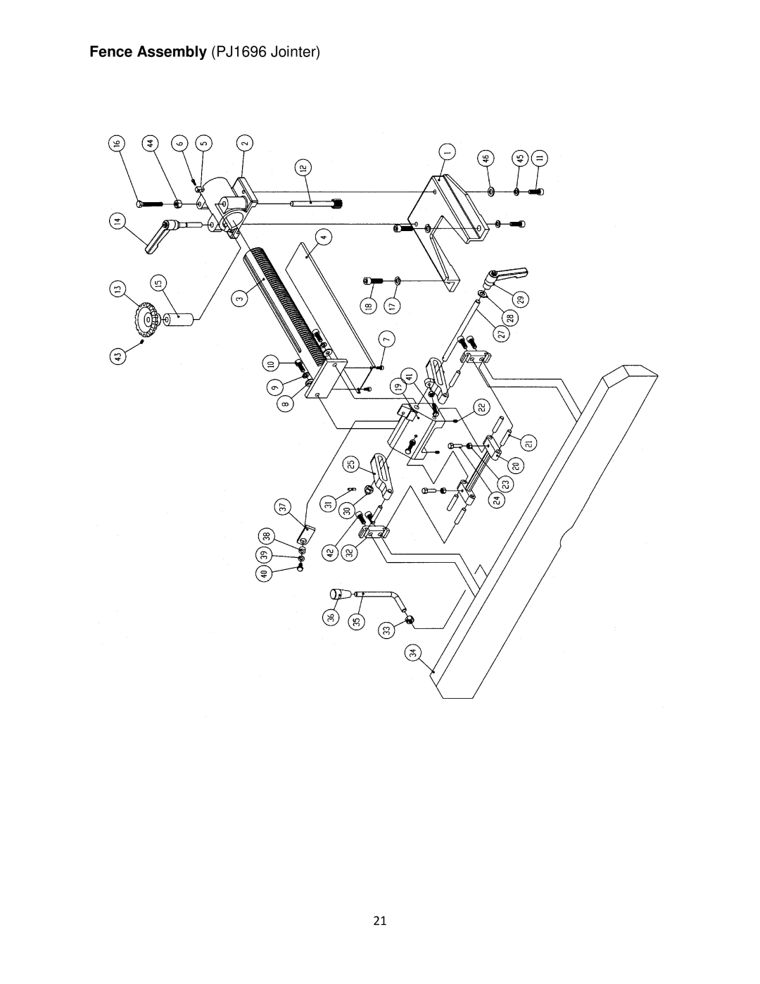 Powermatic operating instructions Fence Assembly PJ1696 Jointer 