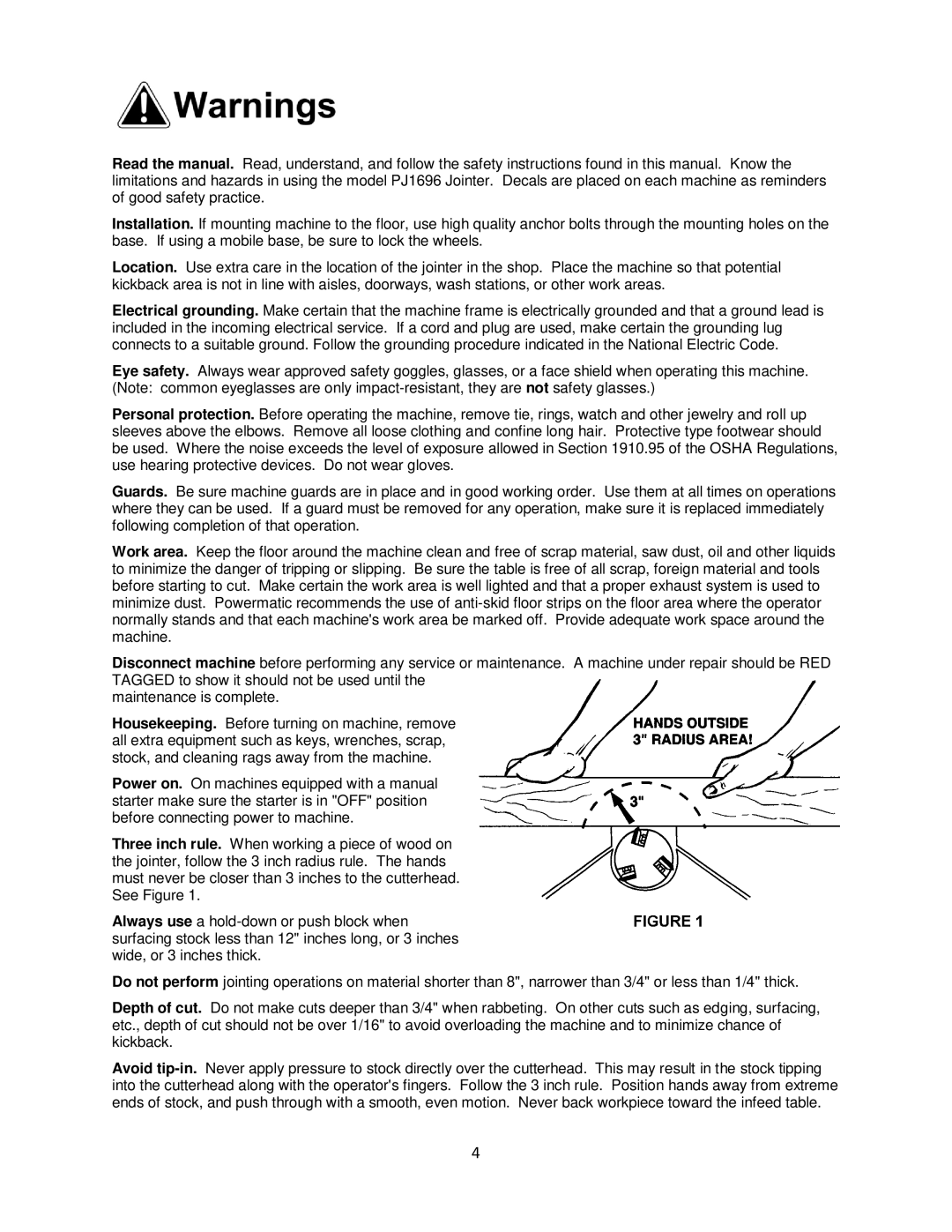 Powermatic PJ1696 operating instructions 