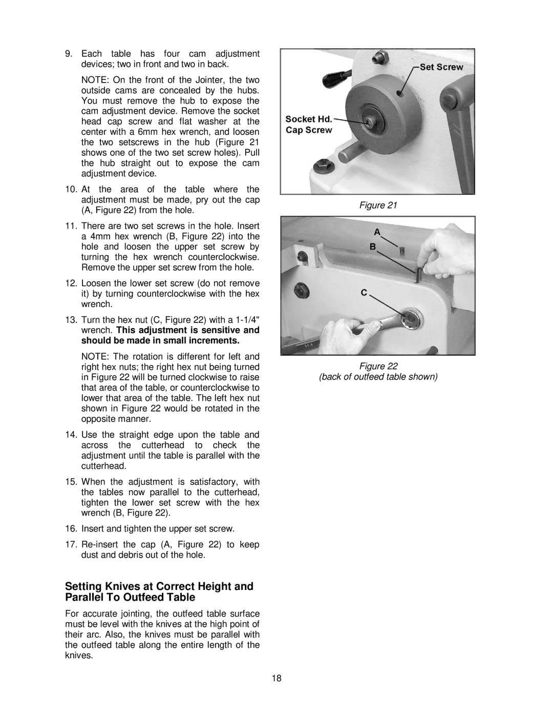 Powermatic PJ882 operating instructions Back of outfeed table shown 