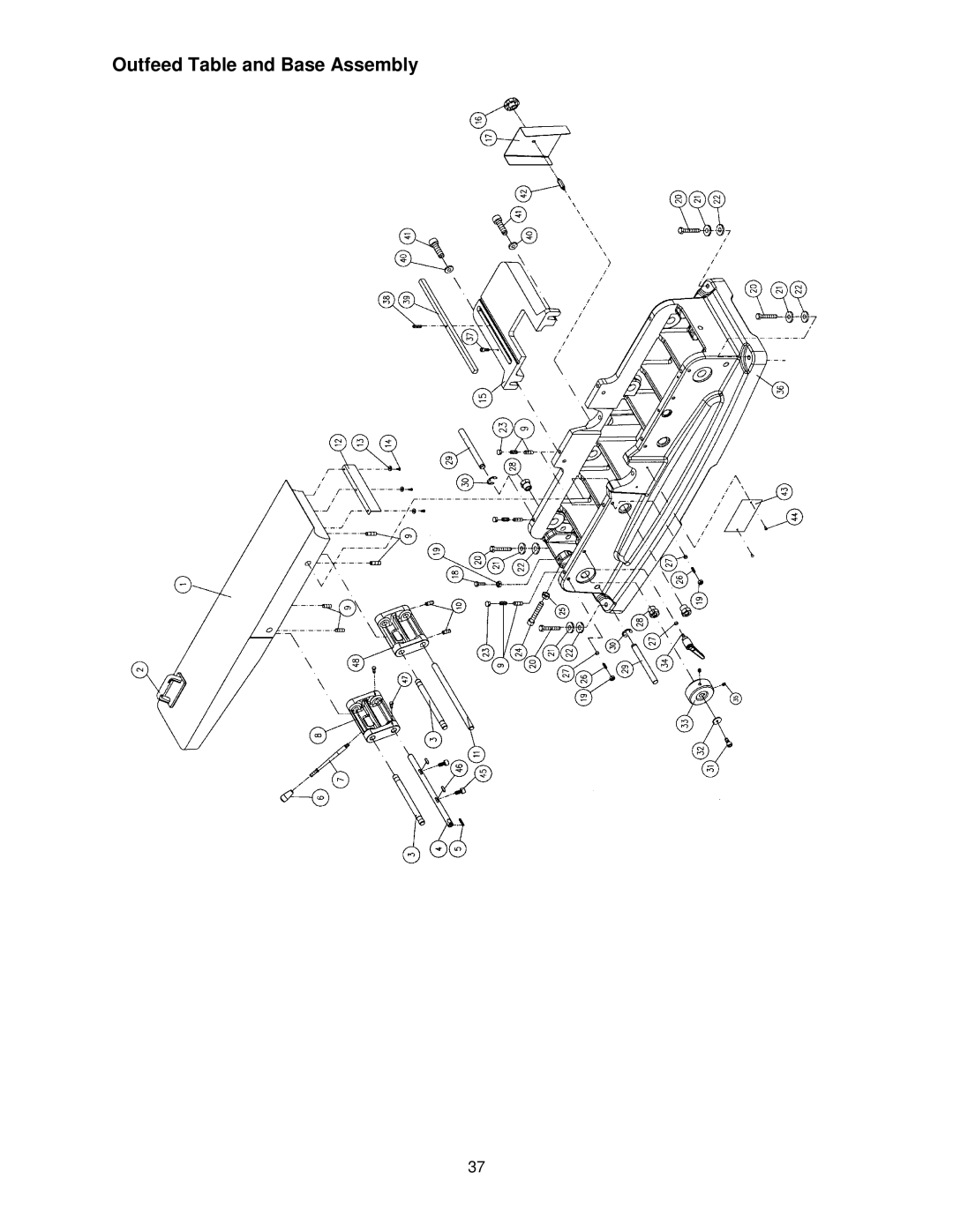 Powermatic PJ882 operating instructions Outfeed Table and Base Assembly 