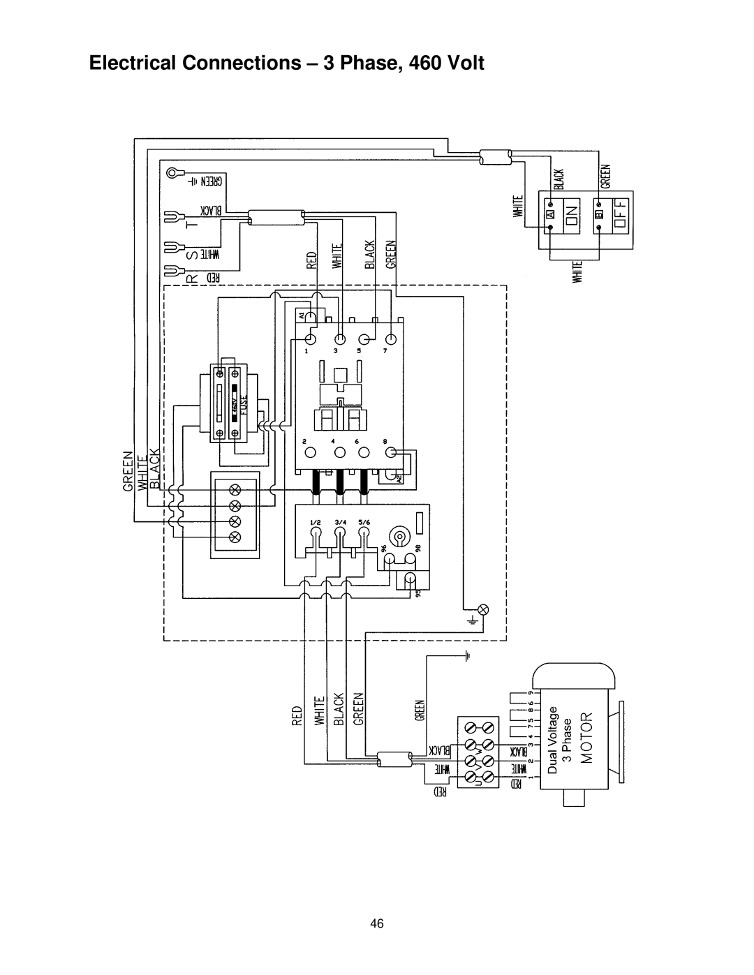 Powermatic PJ882 operating instructions Electrical Connections 3 Phase, 460 Volt 