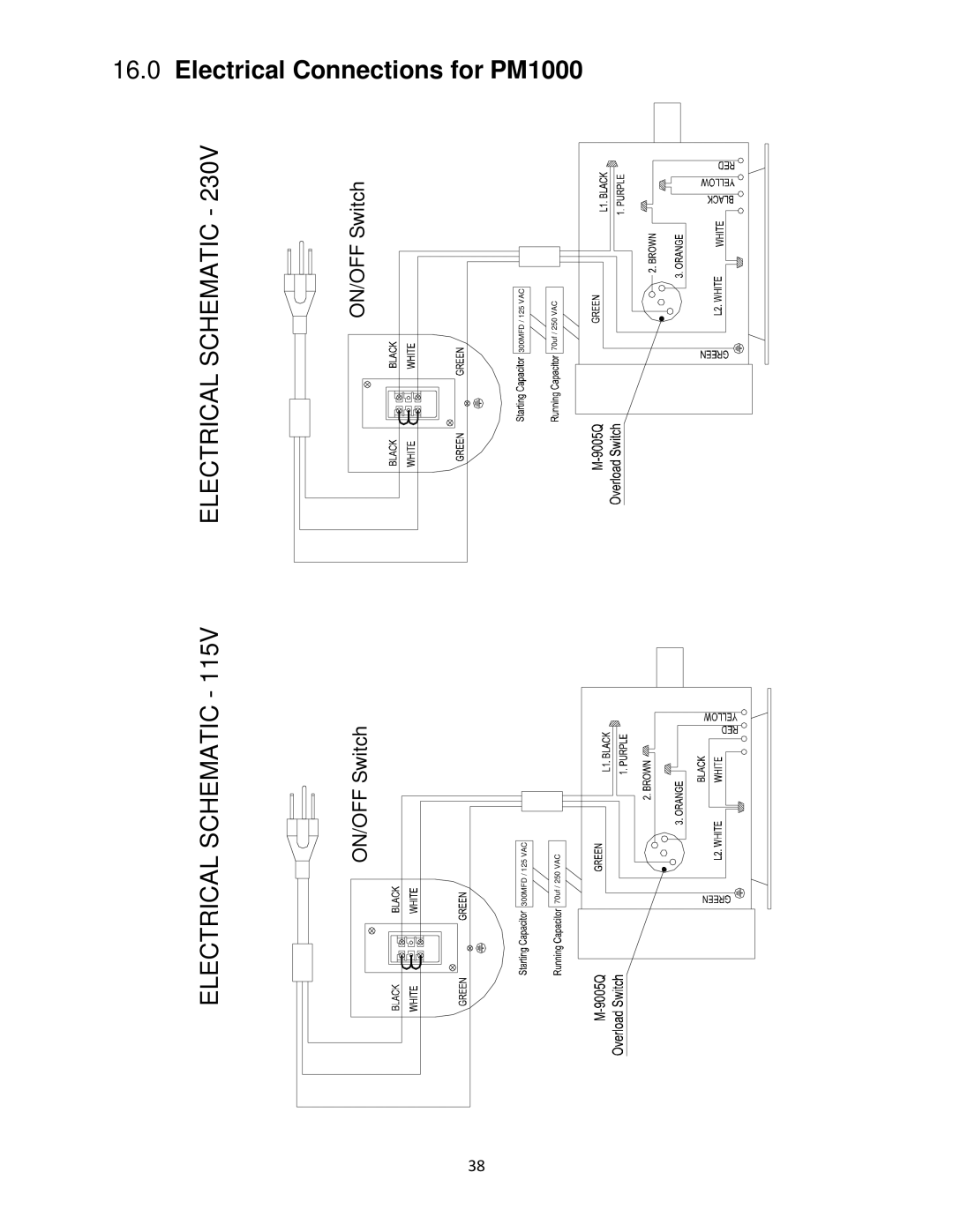 Powermatic pm1000 operating instructions Electrical Connections for PM1000 