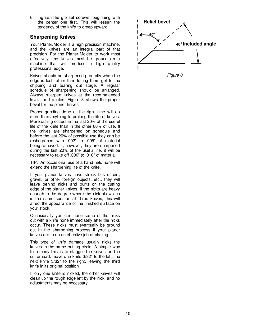 Powermatic PM15 operating instructions Sharpening Knives 