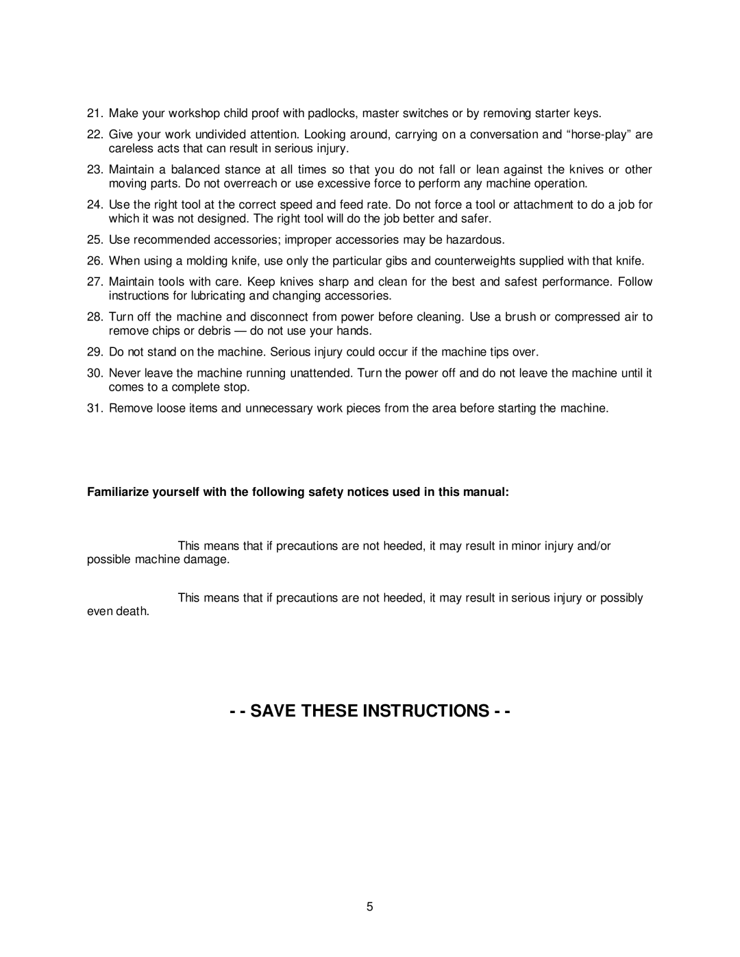 Powermatic PM15 operating instructions 