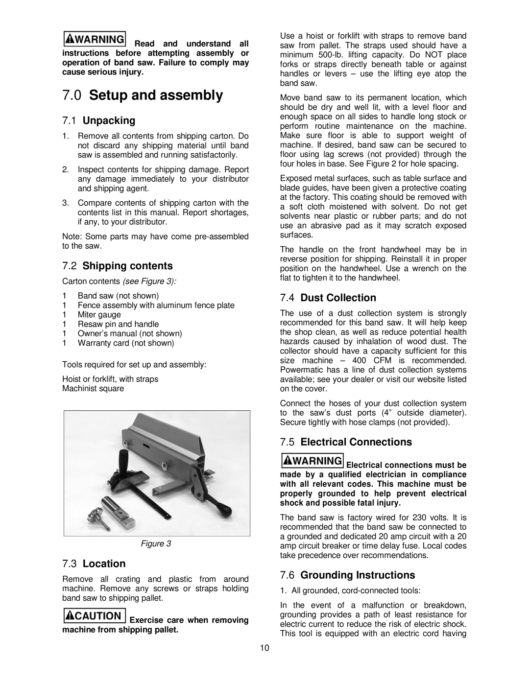 Powermatic PM1500 operating instructions Setup and assembly 