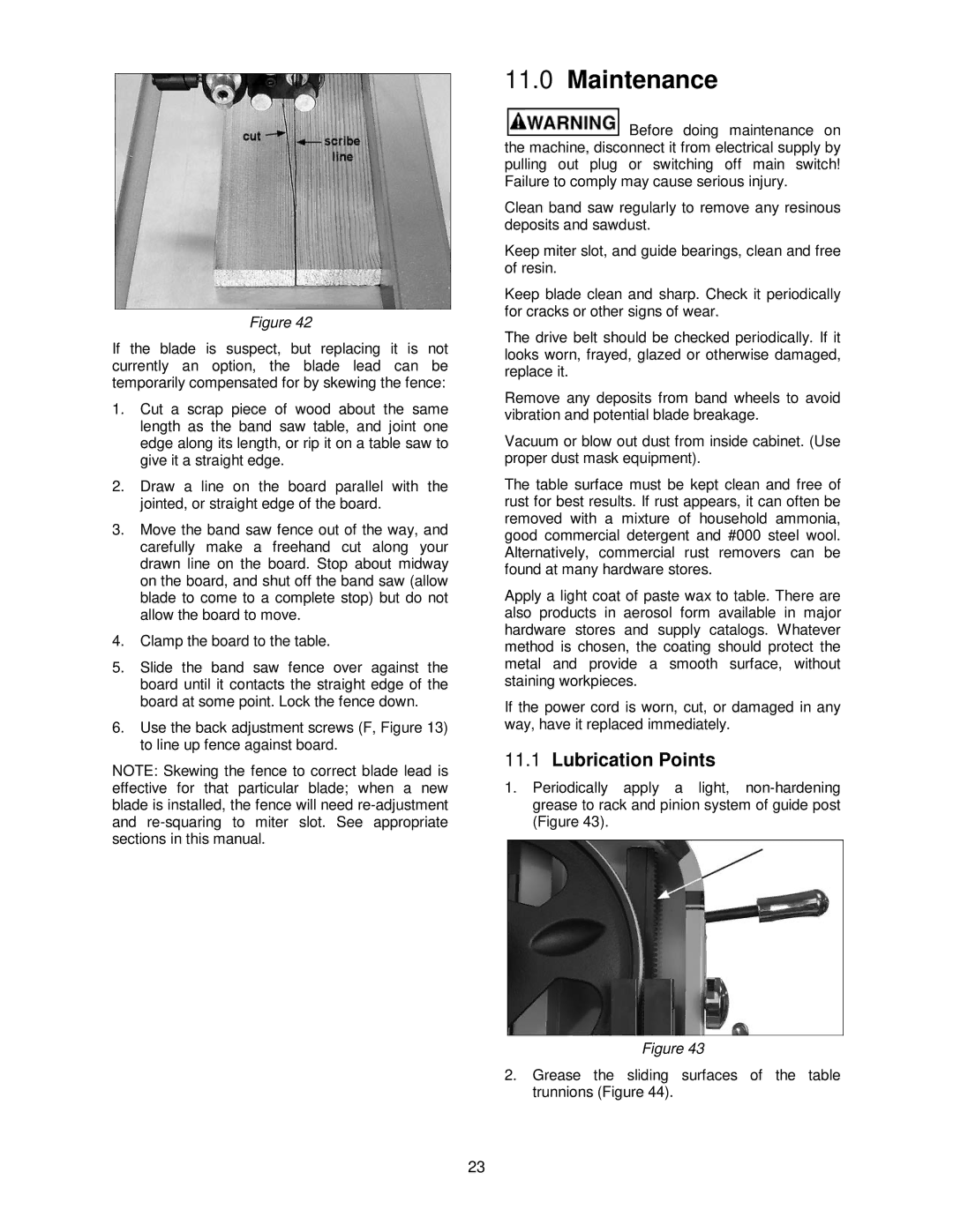 Powermatic PM1500 operating instructions Maintenance, Lubrication Points 