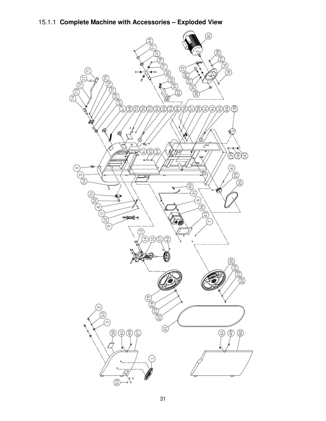 Powermatic PM1500 operating instructions Complete Machine with Accessories Exploded View 