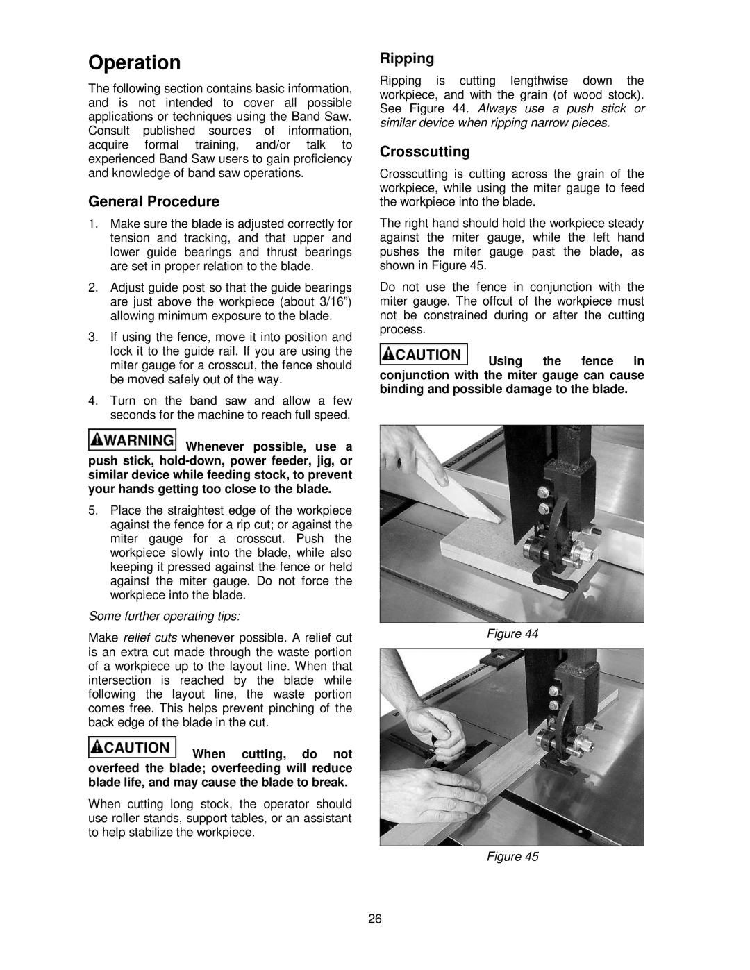 Powermatic PM1800 operating instructions Operation, General Procedure, Ripping, Crosscutting, Some further operating tips 