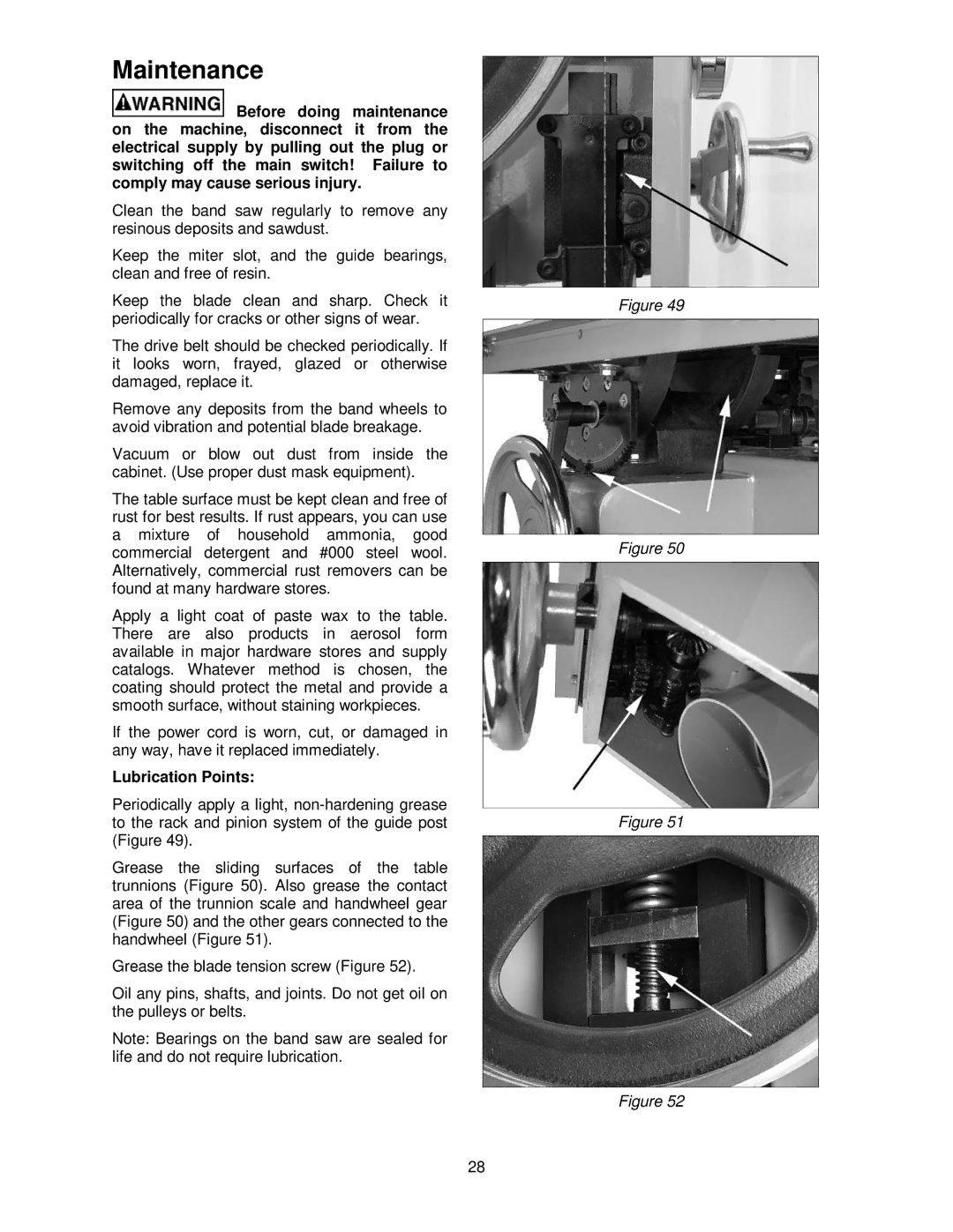 Powermatic PM1800 operating instructions Maintenance, Lubrication Points 