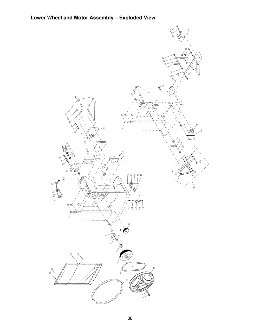 Powermatic PM1800 operating instructions Lower Wheel and Motor Assembly Exploded View 