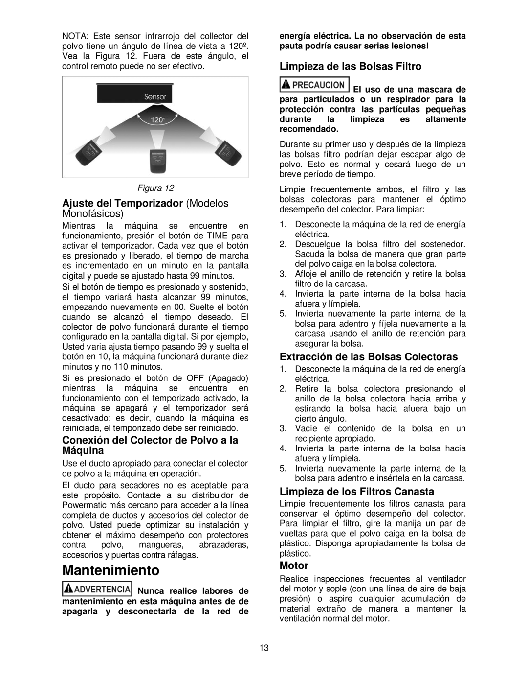 Powermatic PM1900TX manual Mantenimiento 