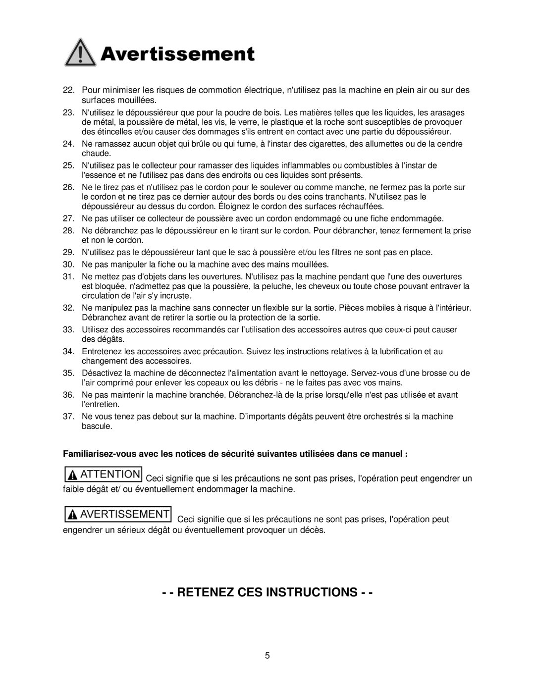 Powermatic PM1900TX manual Retenez CES Instructions 