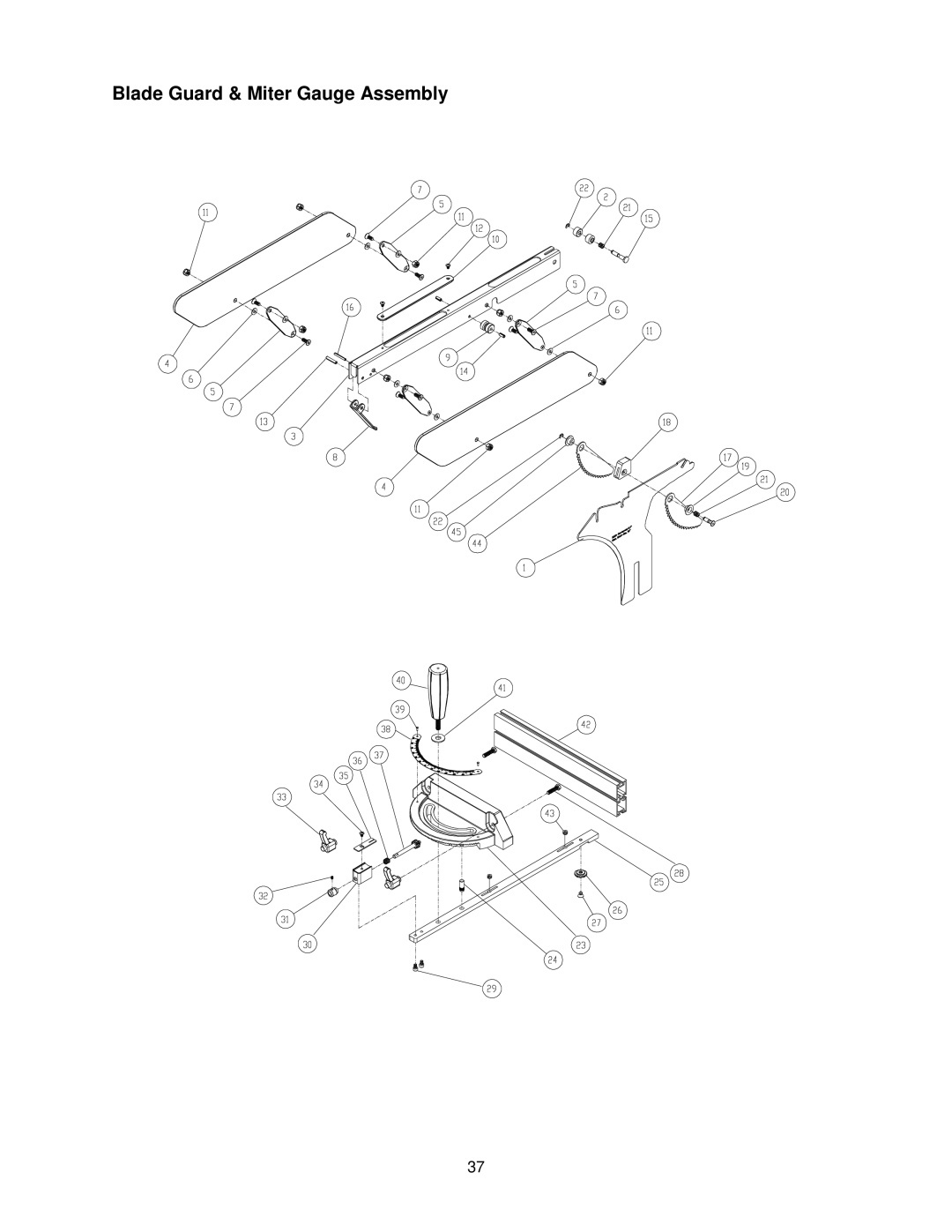 Powermatic PM2000 manual Blade Guard & Miter Gauge Assembly 