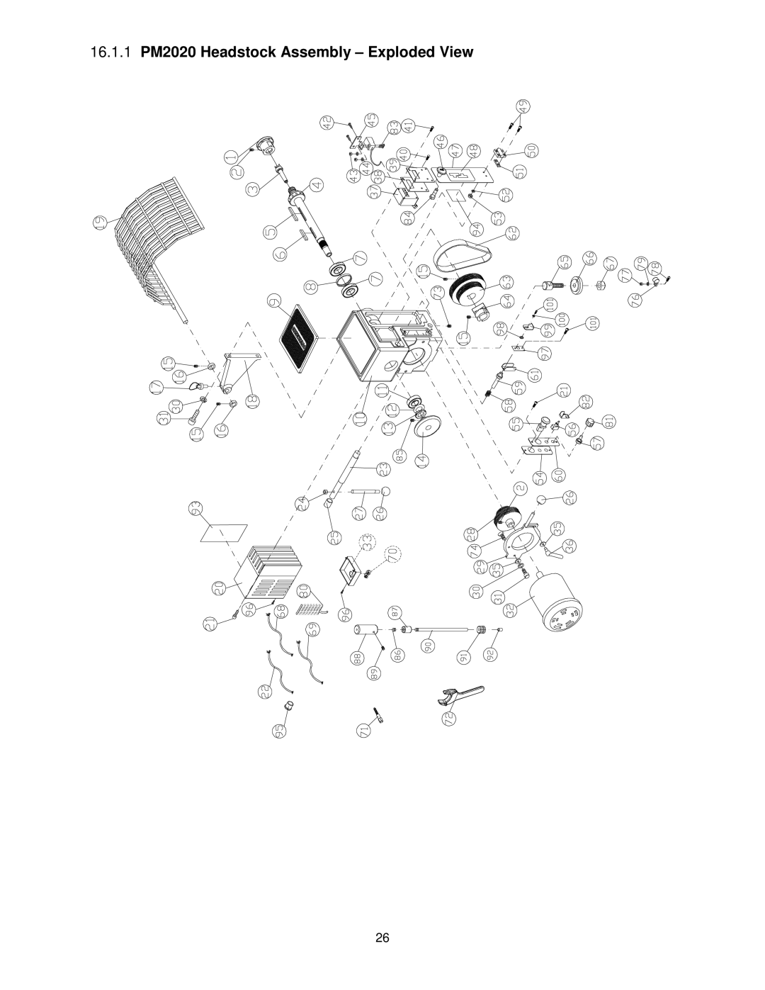 Powermatic manual 16.1.1 PM2020 Headstock Assembly Exploded View 