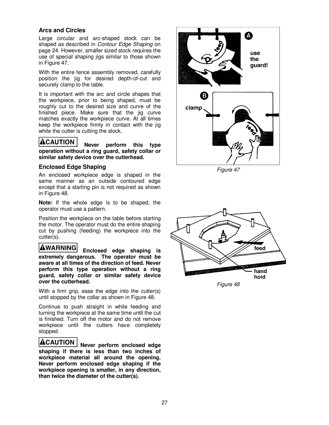 Powermatic PM2700 operating instructions Arcs and Circles, Enclosed Edge Shaping 