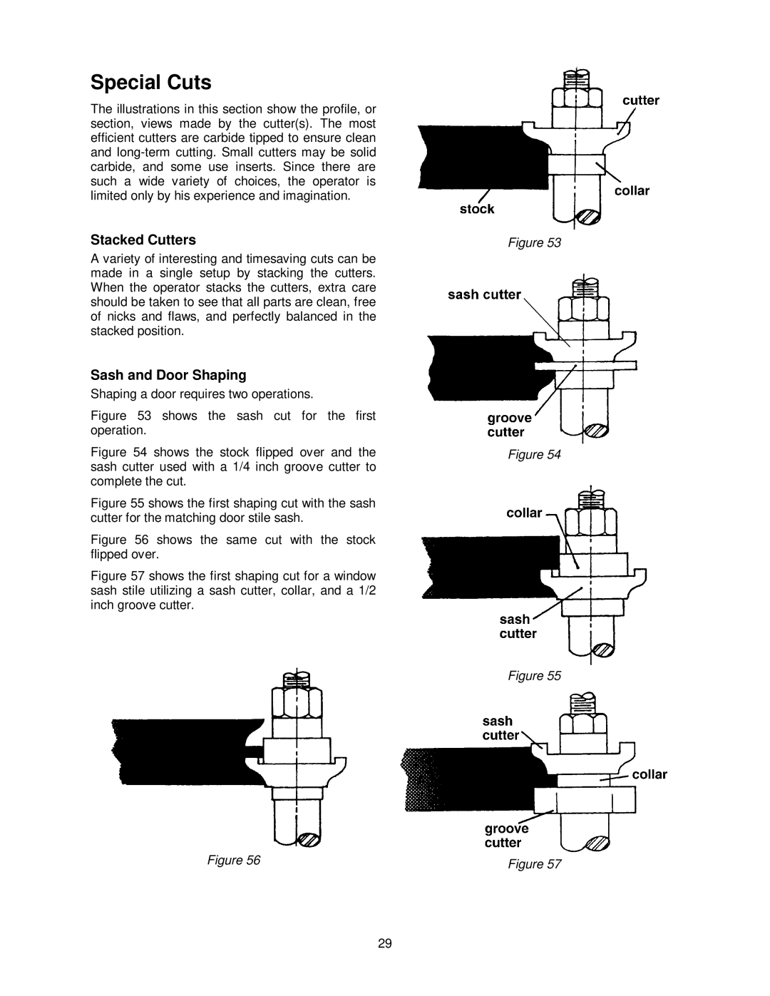 Powermatic PM2700 operating instructions Special Cuts, Stacked Cutters, Sash and Door Shaping 