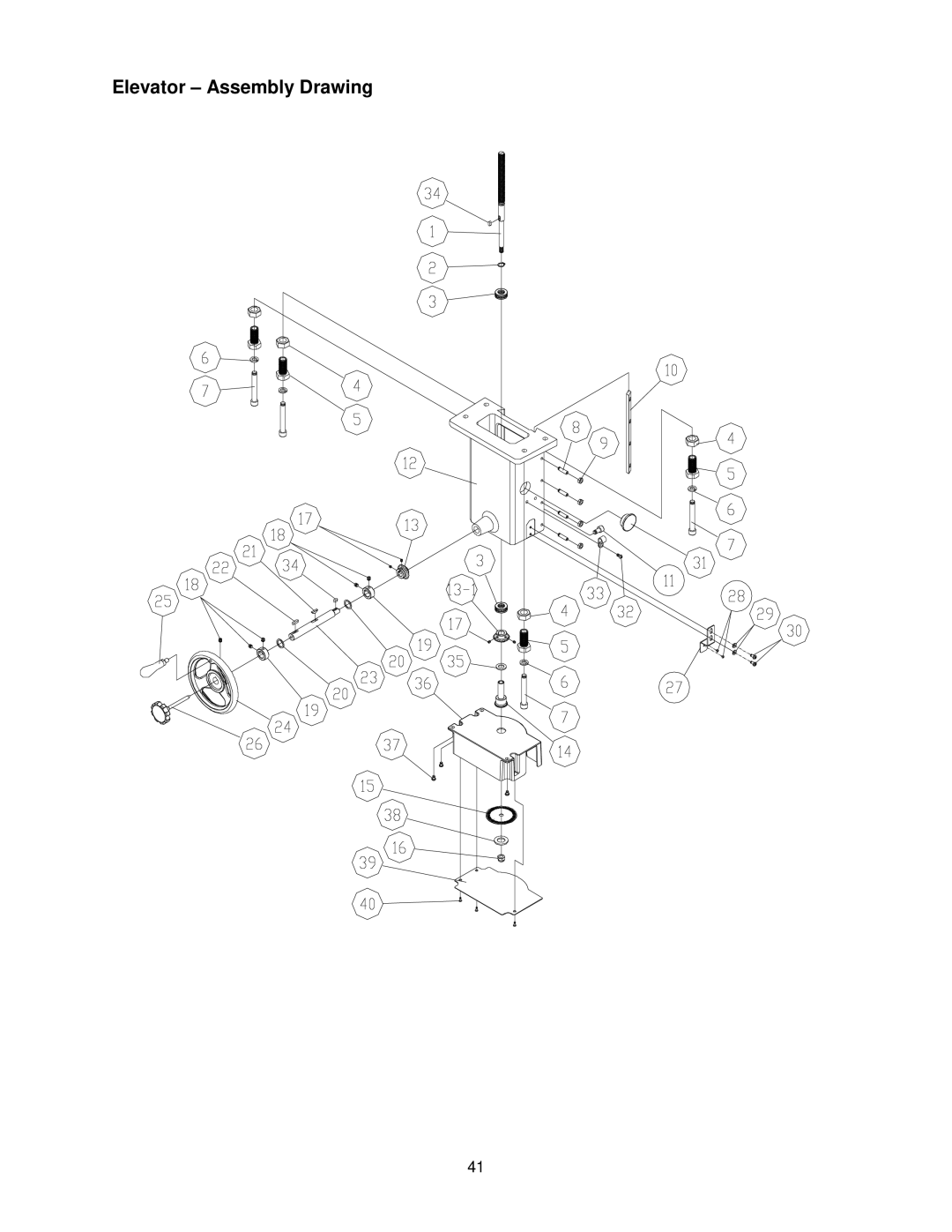 Powermatic PM2700 operating instructions Elevator Assembly Drawing 