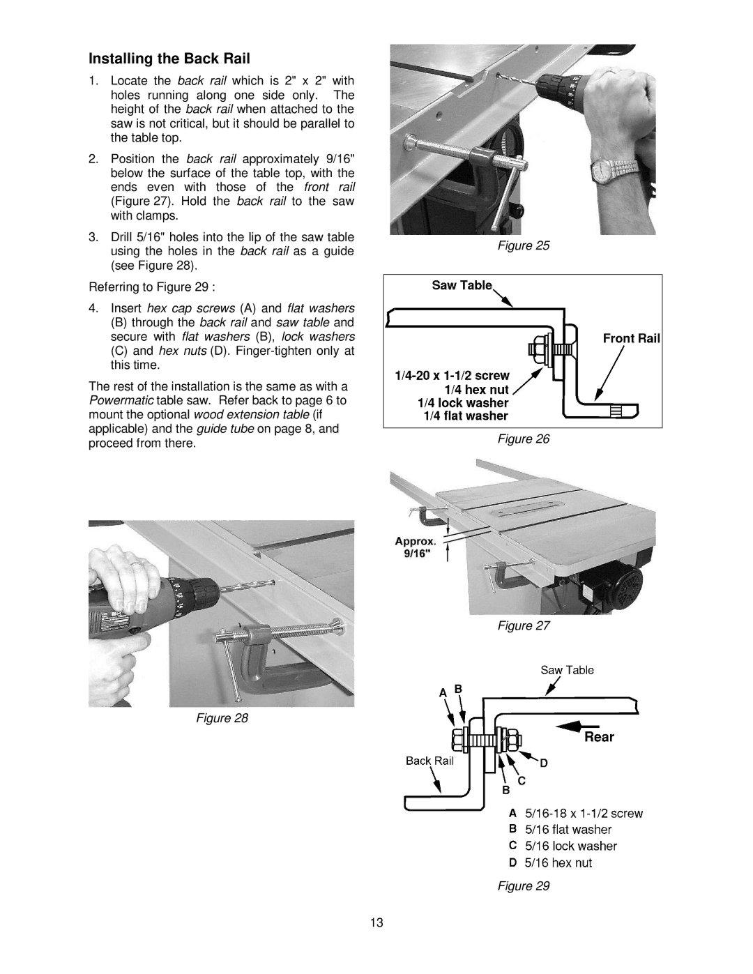 Powermatic PM2000, PM3000, 55, 72A operating instructions Insert hex cap screws a and flat washers 