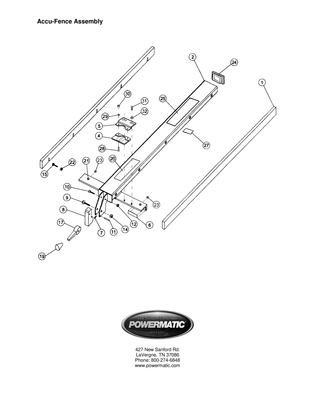 Powermatic PM3000, PM2000, 55, 72A operating instructions Accu-Fence Assembly 