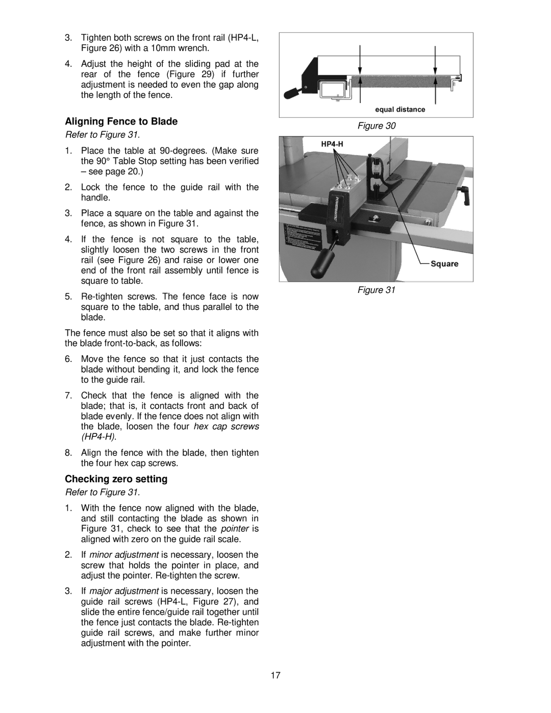 Powermatic PWBS-14CS operating instructions Aligning Fence to Blade 