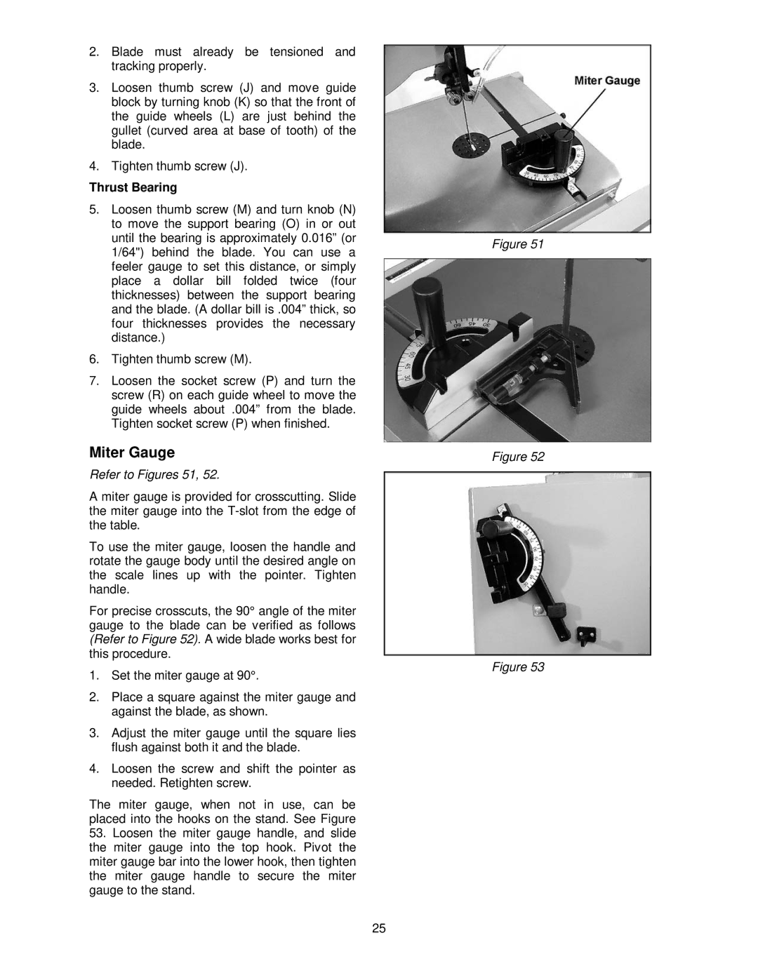 Powermatic PWBS-14CS operating instructions Miter Gauge, Refer to Figures 51 