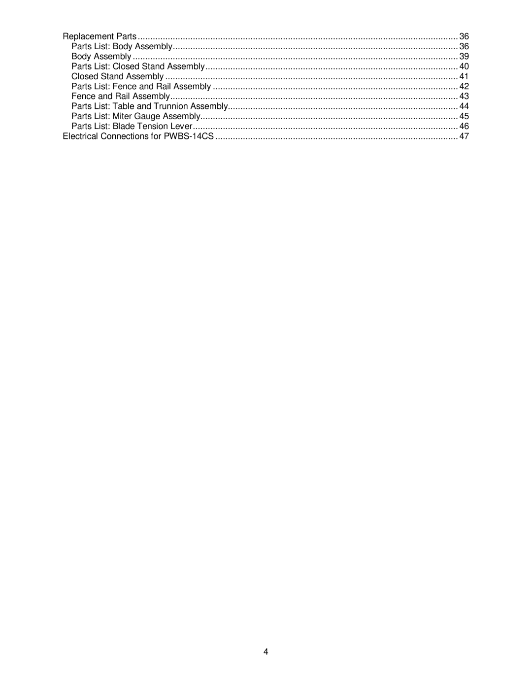 Powermatic PWBS-14CS operating instructions Parts List Table and Trunnion Assembly 