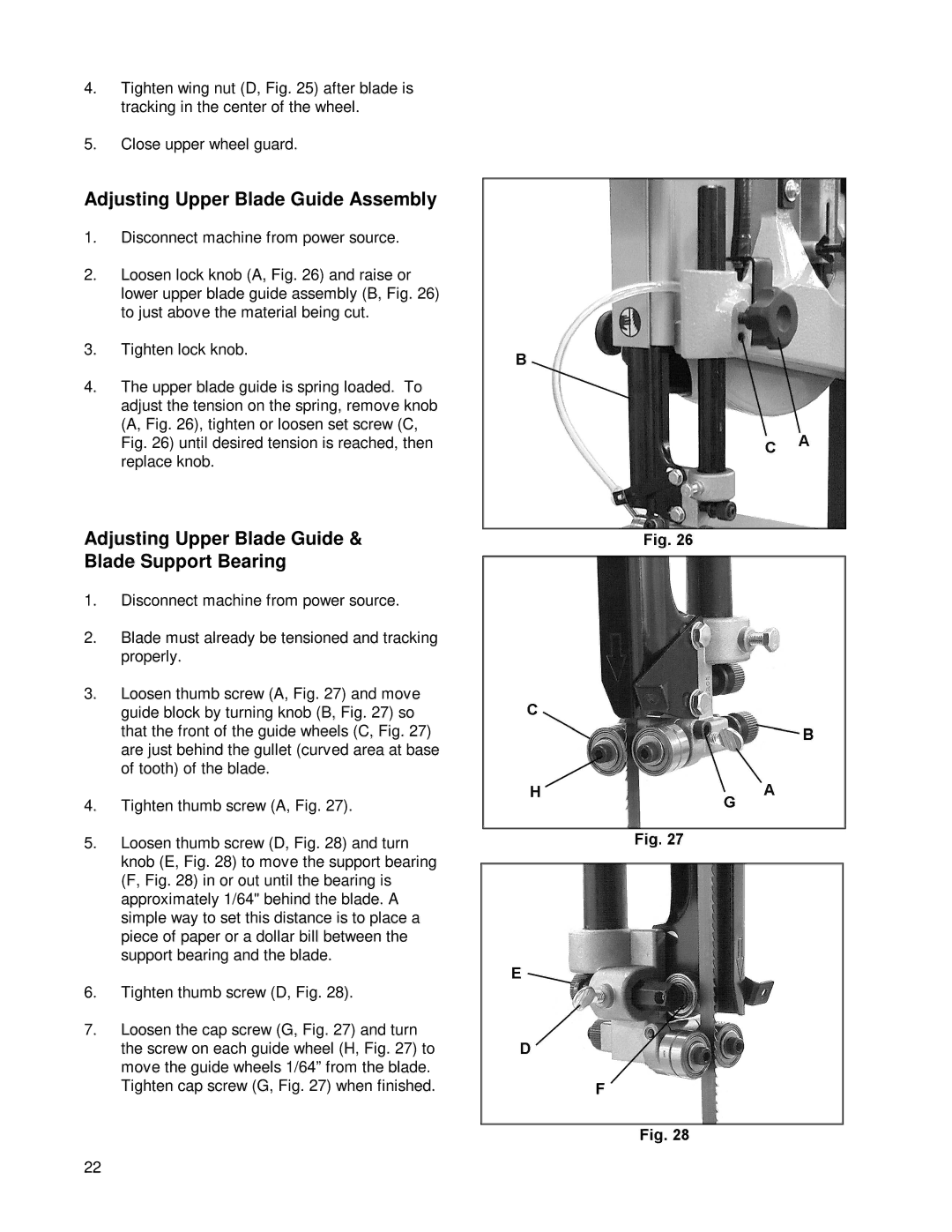 Powermatic PWBS14 Adjusting Upper Blade Guide Assembly, Adjusting Upper Blade Guide & Blade Support Bearing 