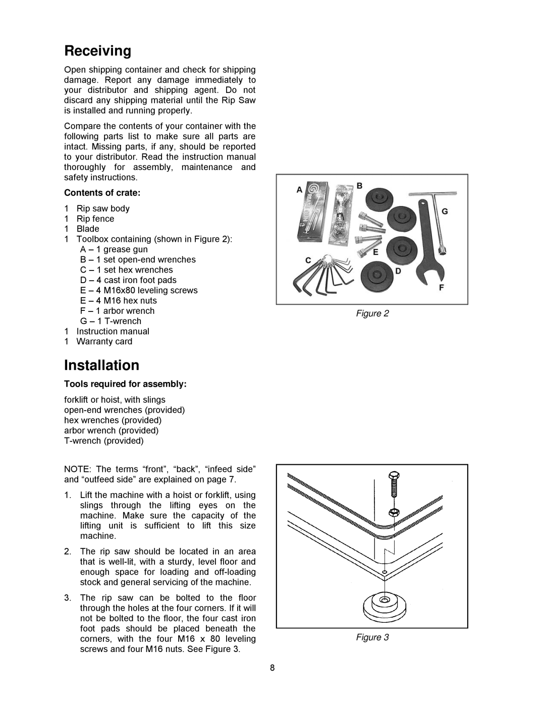 Powermatic SLR12 manual Receiving, Installation 