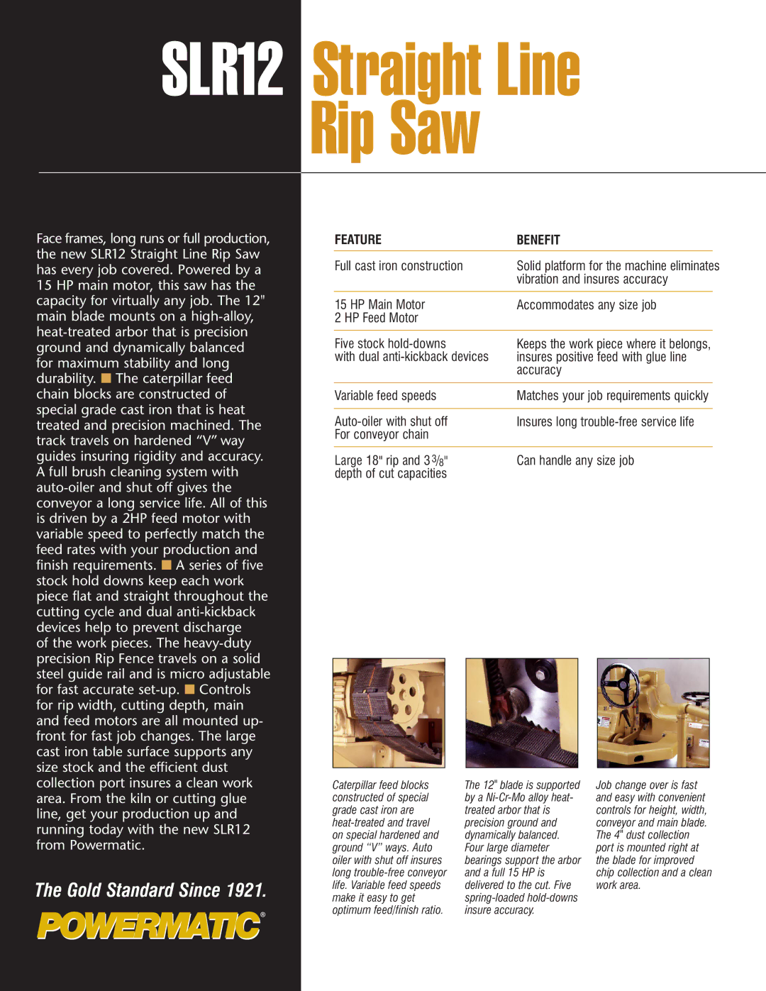 Powermatic SLR12 manual Rip Saw 