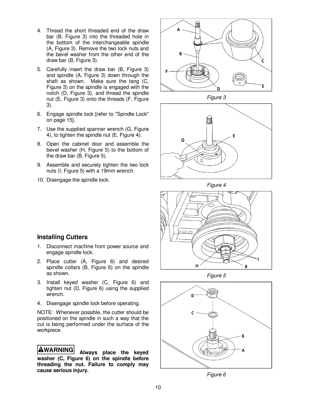 Powermatic TS29 operating instructions Installing Cutters 