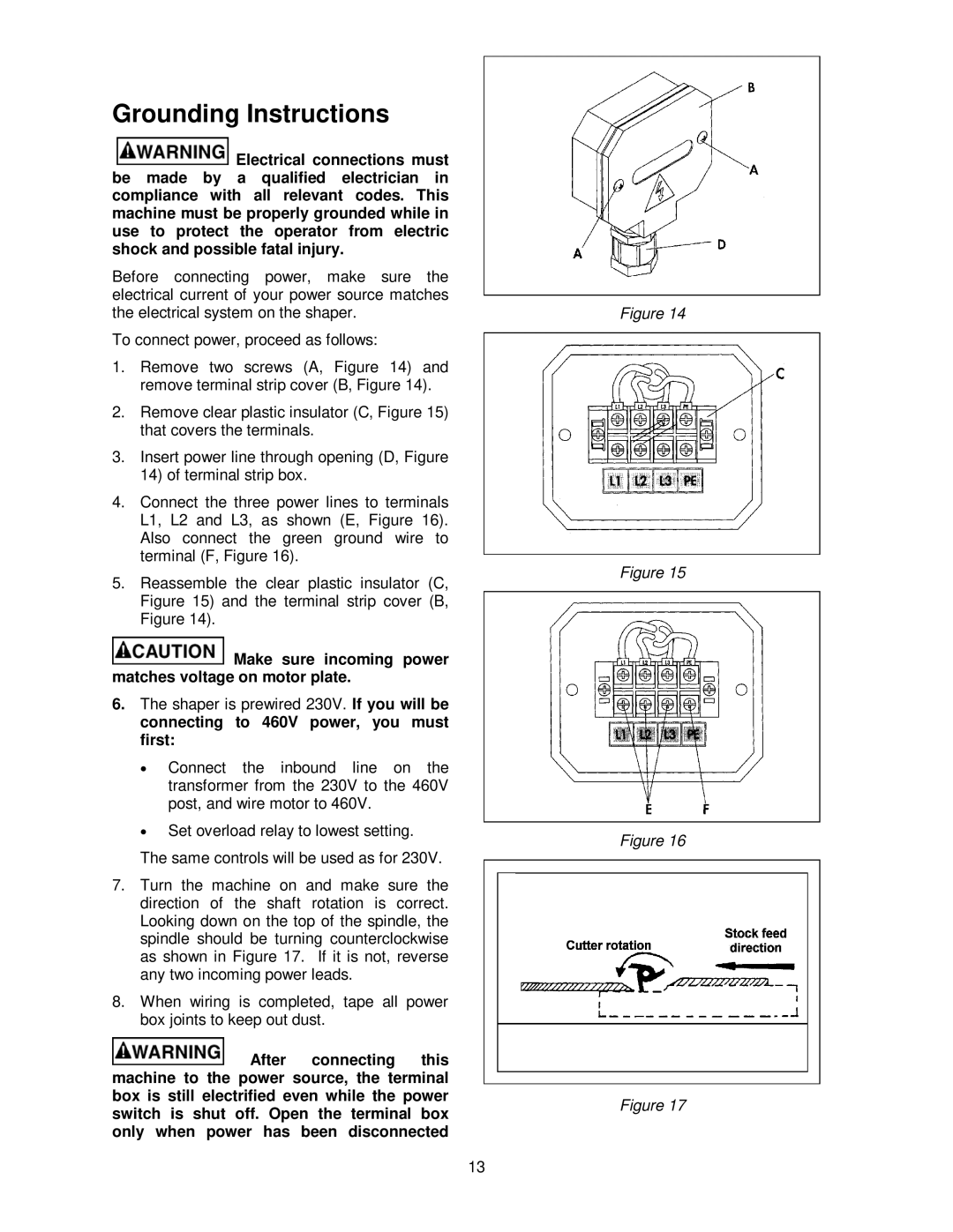 Powermatic TS29 operating instructions Grounding Instructions, Make sure incoming power matches voltage on motor plate 