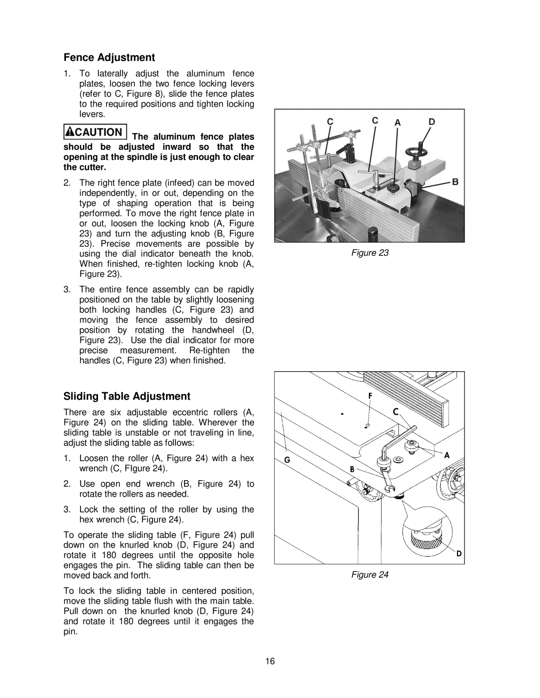 Powermatic TS29 operating instructions Fence Adjustment, Sliding Table Adjustment 