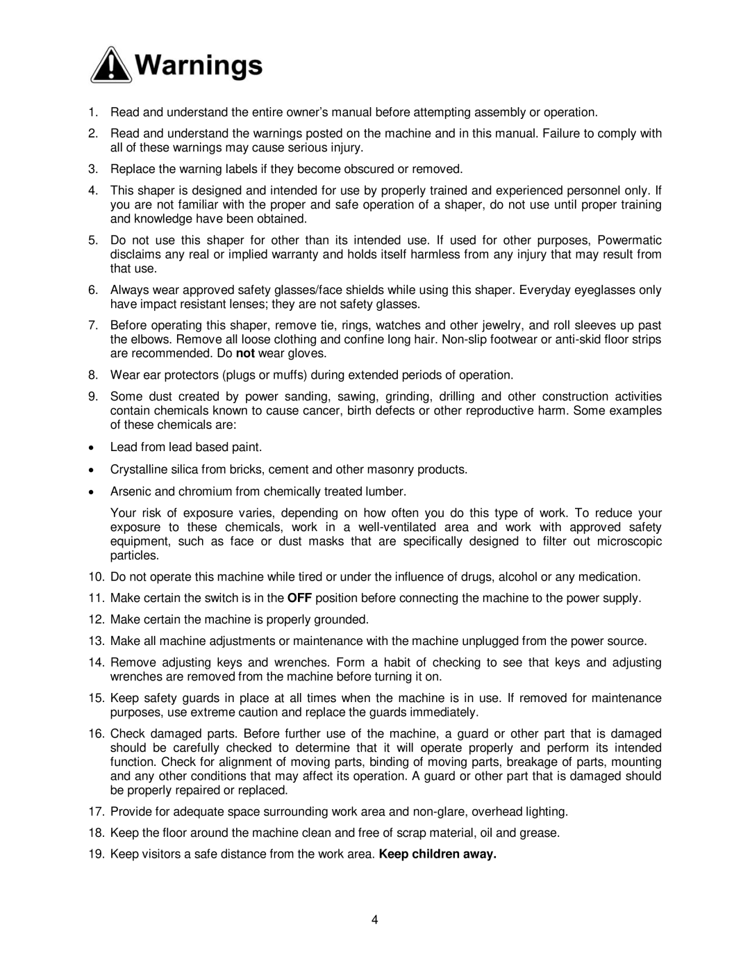 Powermatic TS29 operating instructions 