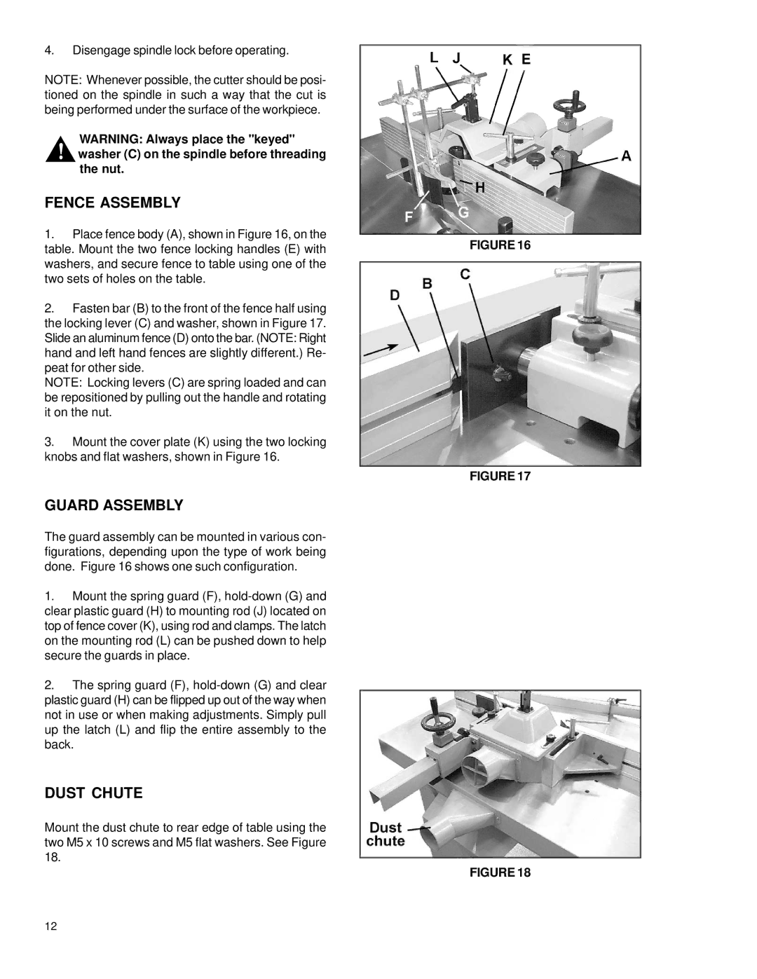 Powermatic TS29 instruction manual Fence Assembly, Guard Assembly, Dust Chute 