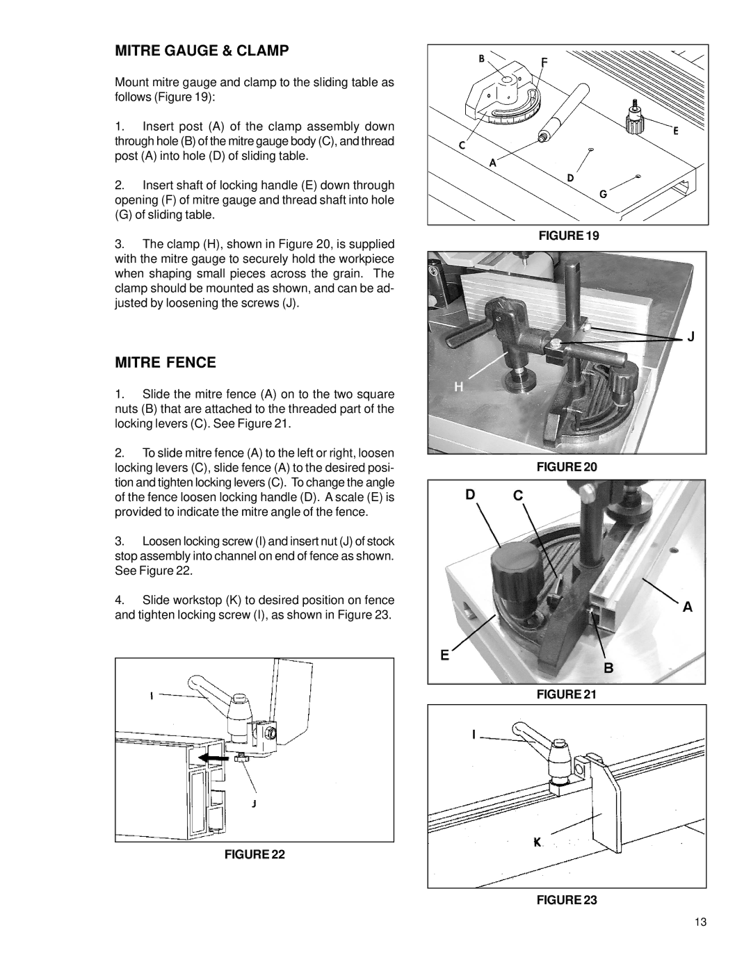 Powermatic TS29 instruction manual Mitre Gauge & Clamp, Mitre Fence 