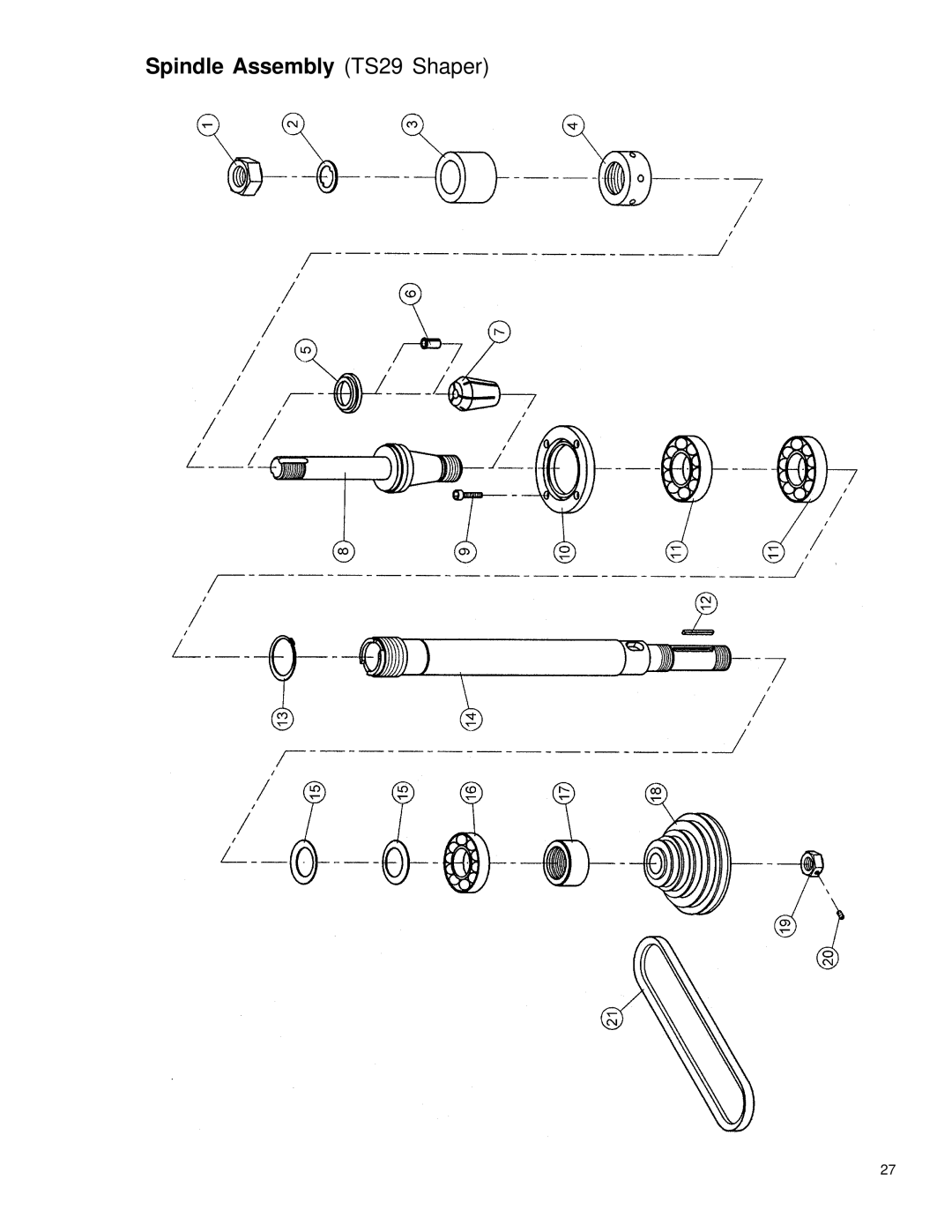 Powermatic instruction manual Spindle Assembly TS29 Shaper 