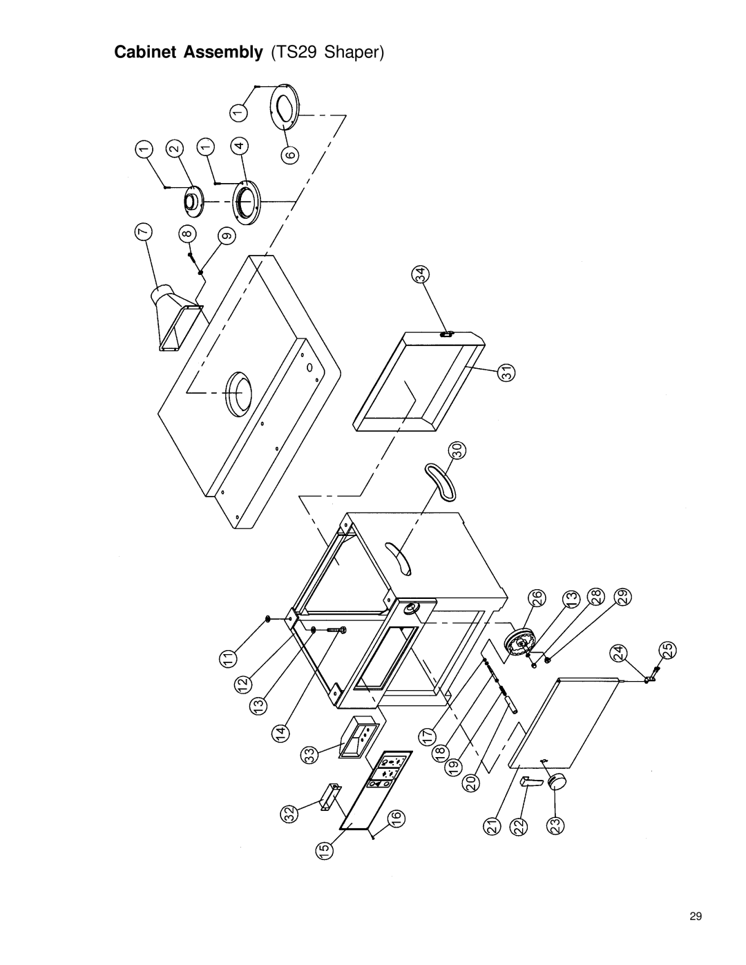 Powermatic instruction manual Cabinet Assembly TS29 Shaper 