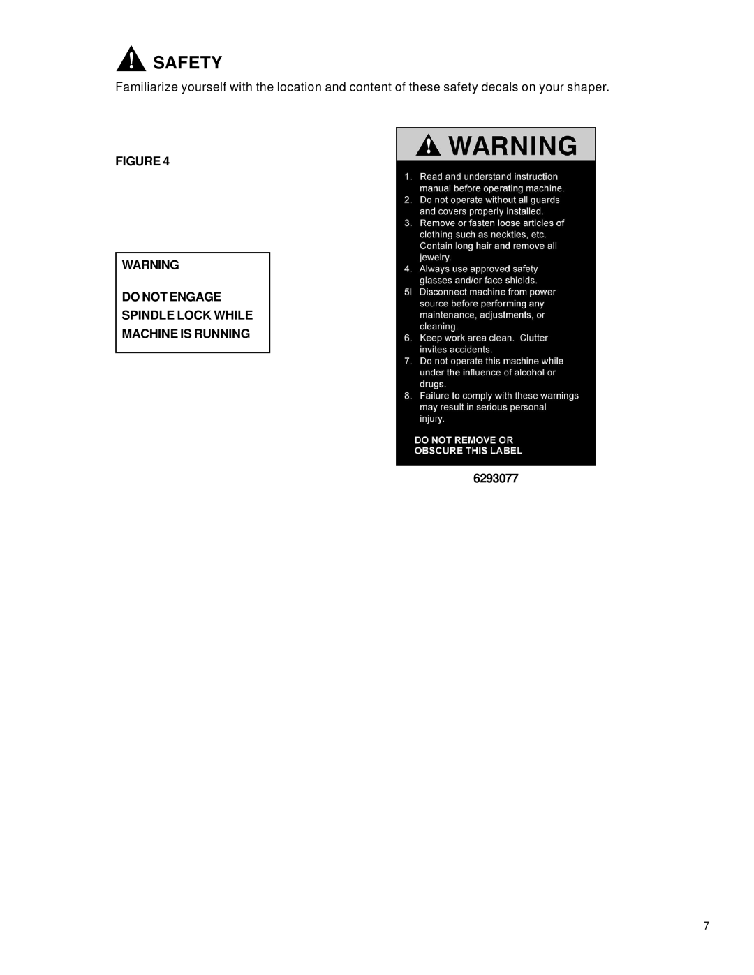 Powermatic TS29 instruction manual Safety 