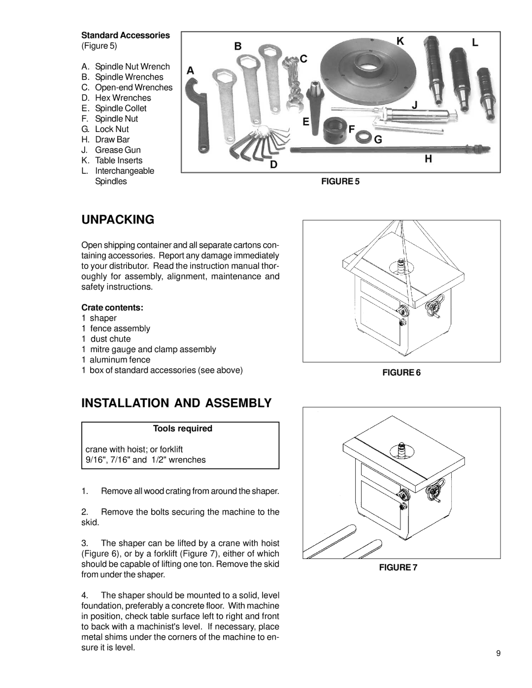 Powermatic TS29 instruction manual Unpacking, Installation and Assembly 