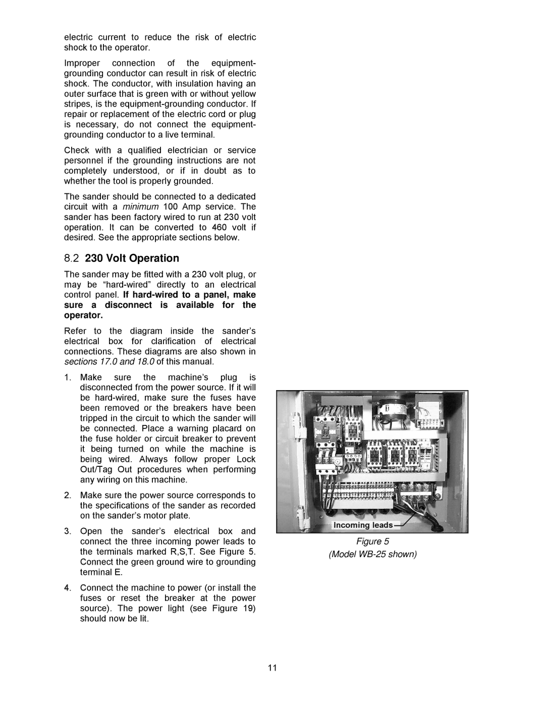 Powermatic WB-43, WB-37 operating instructions Volt Operation, Model WB-25 shown 