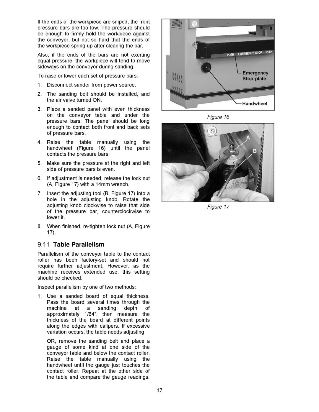 Powermatic WB-43, WB-37, WB-25 operating instructions Table Parallelism 