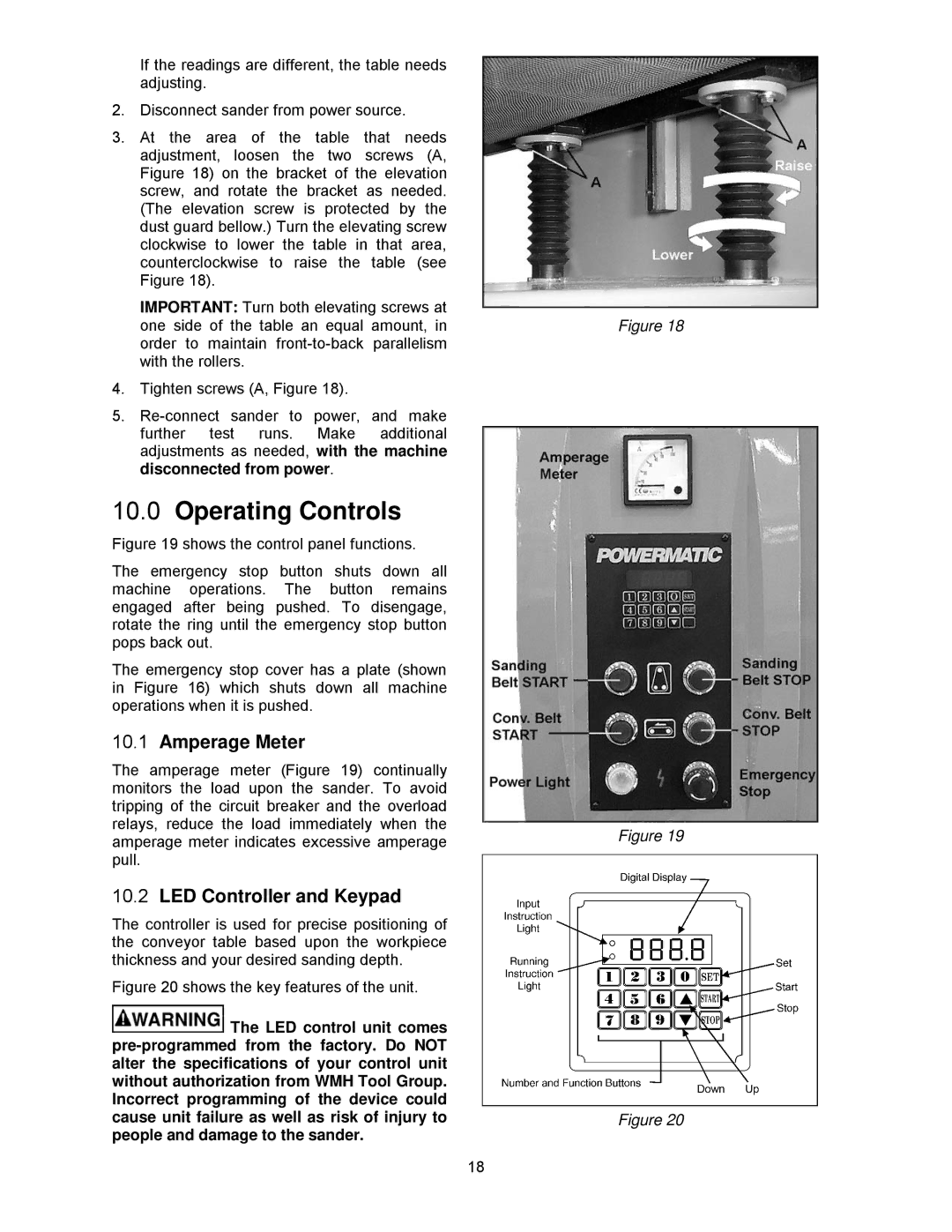 Powermatic WB-37, WB-25, WB-43 operating instructions Operating Controls, Amperage Meter, LED Controller and Keypad 