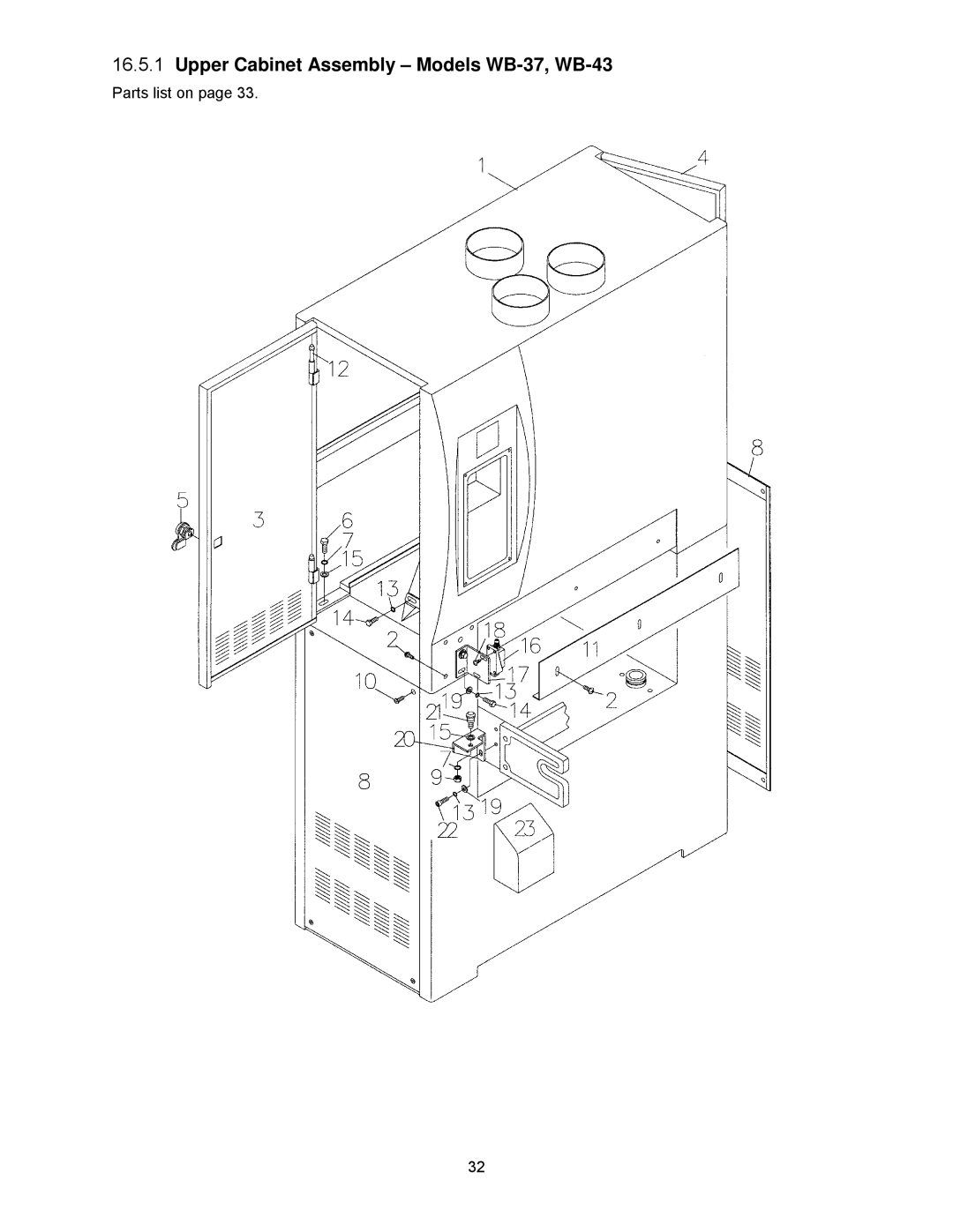 Powermatic WB-25 operating instructions Upper Cabinet Assembly Models WB-37, WB-43 