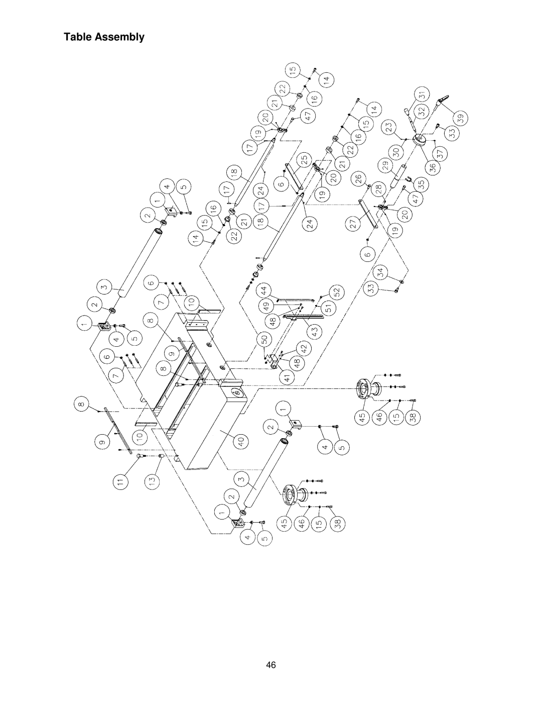 Powermatic WP2510 operating instructions Table Assembly 