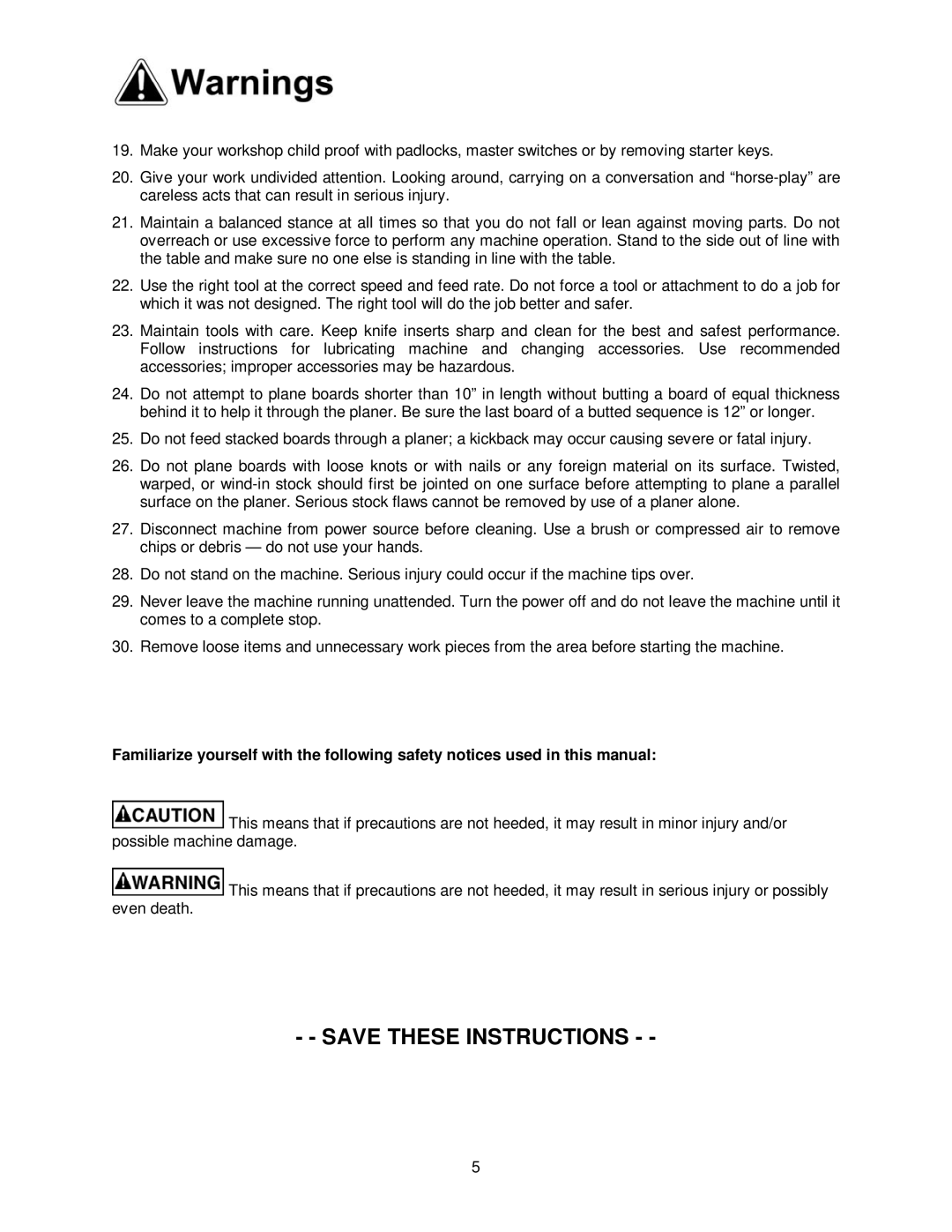 Powermatic WP2510 operating instructions 