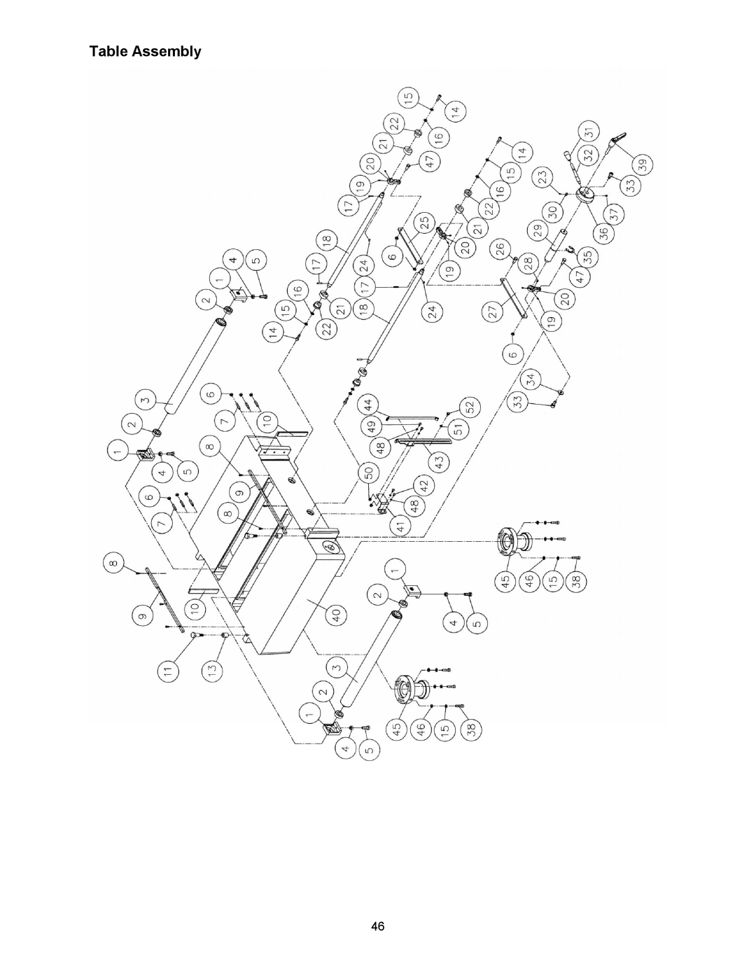 Powermatic WP2510 operating instructions Table Assembly 