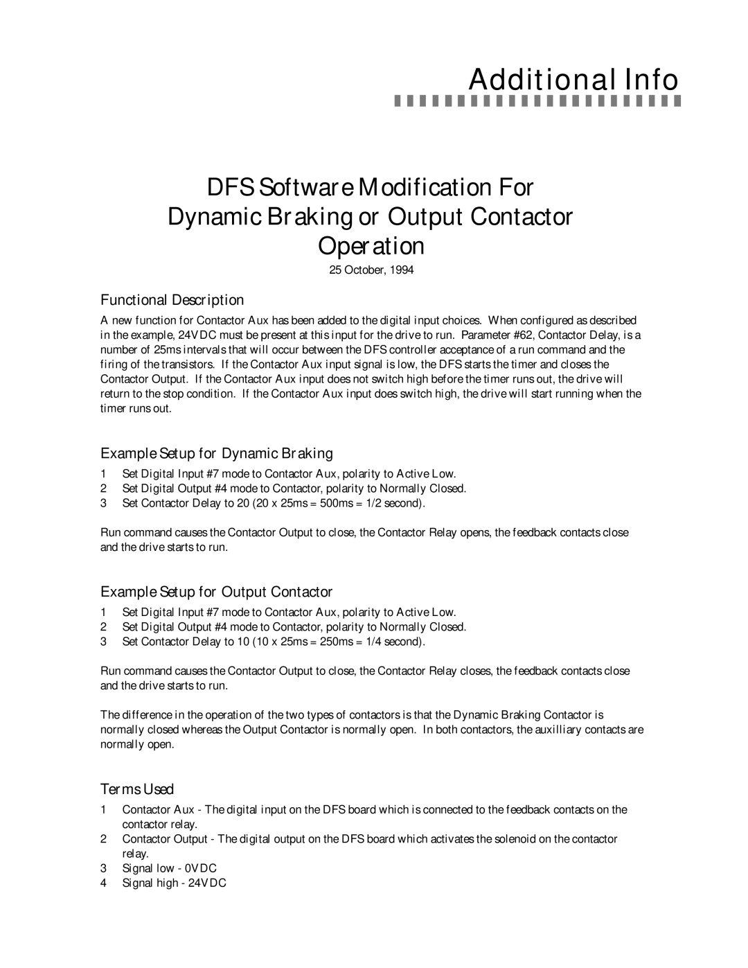 PowerTec DFS-1 manual Additional Info, October 