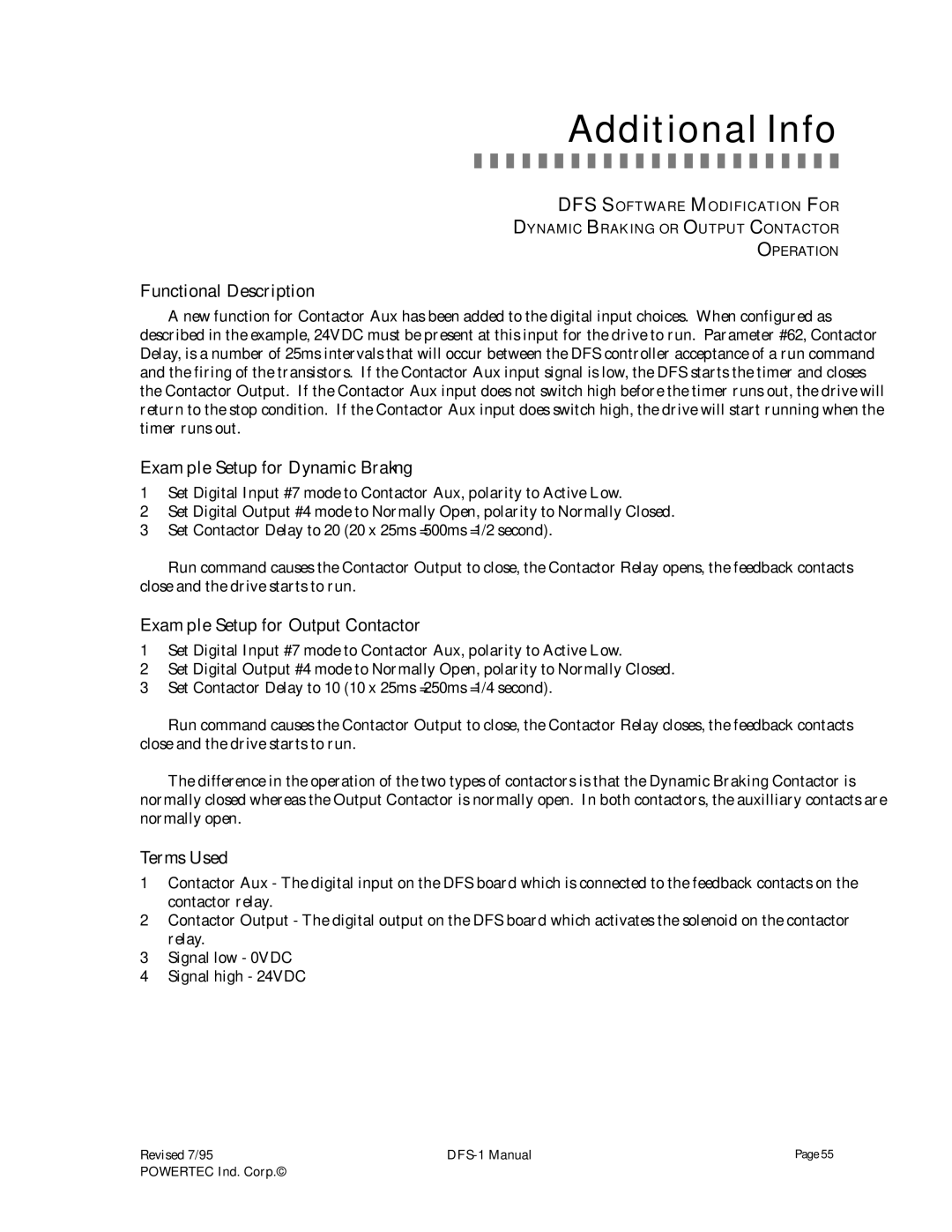 PowerTec DFS-1 manual Additional Info 