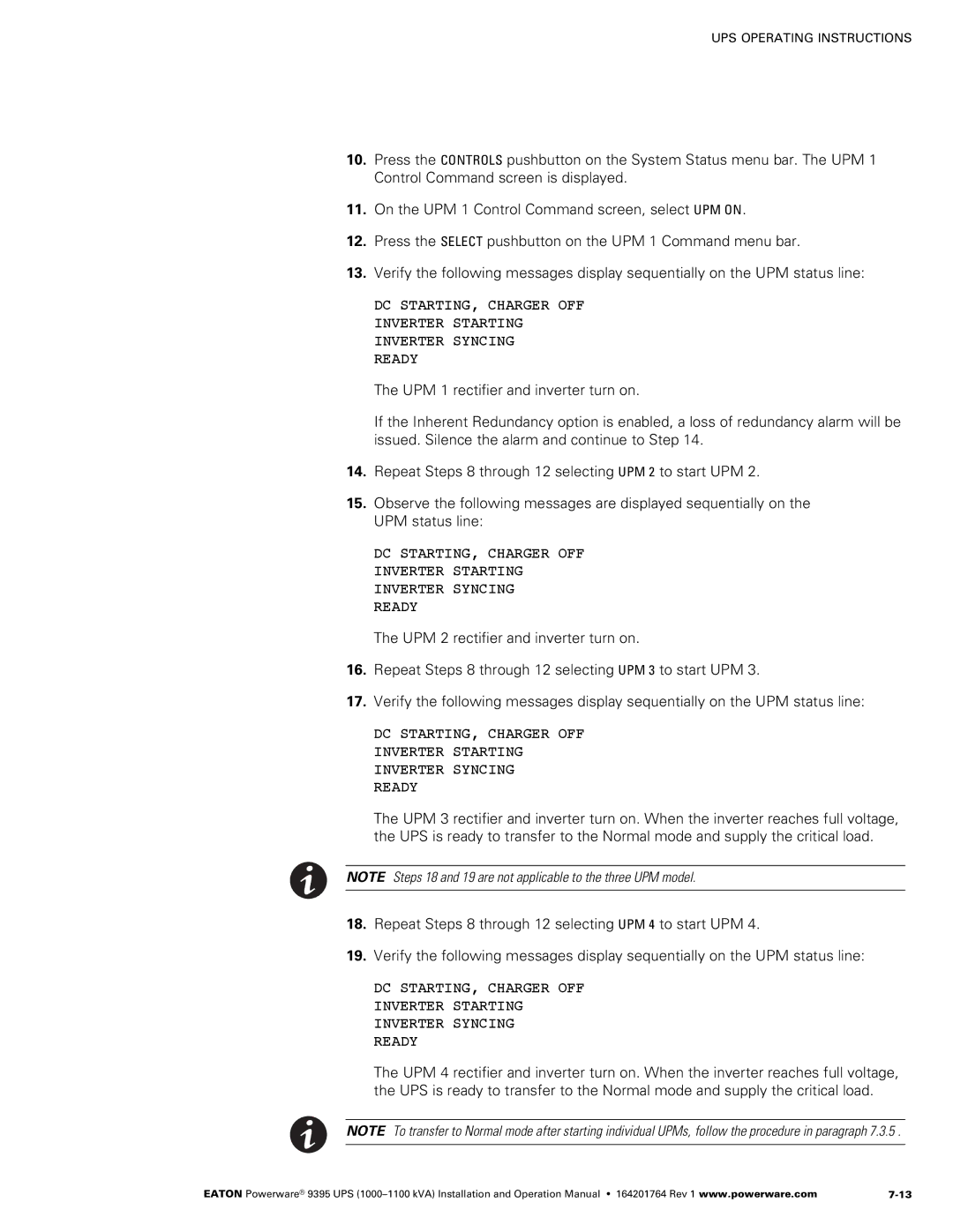 Powerware 10001100 kVA operation manual 13 