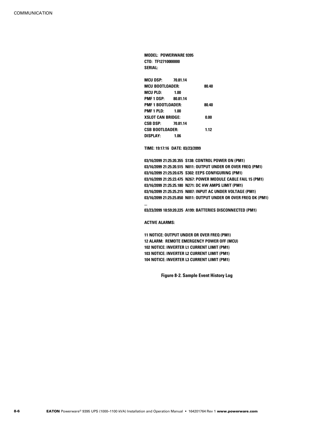 Powerware 10001100 kVA operation manual CTO TF12710000000, CSB Bootloader Display 